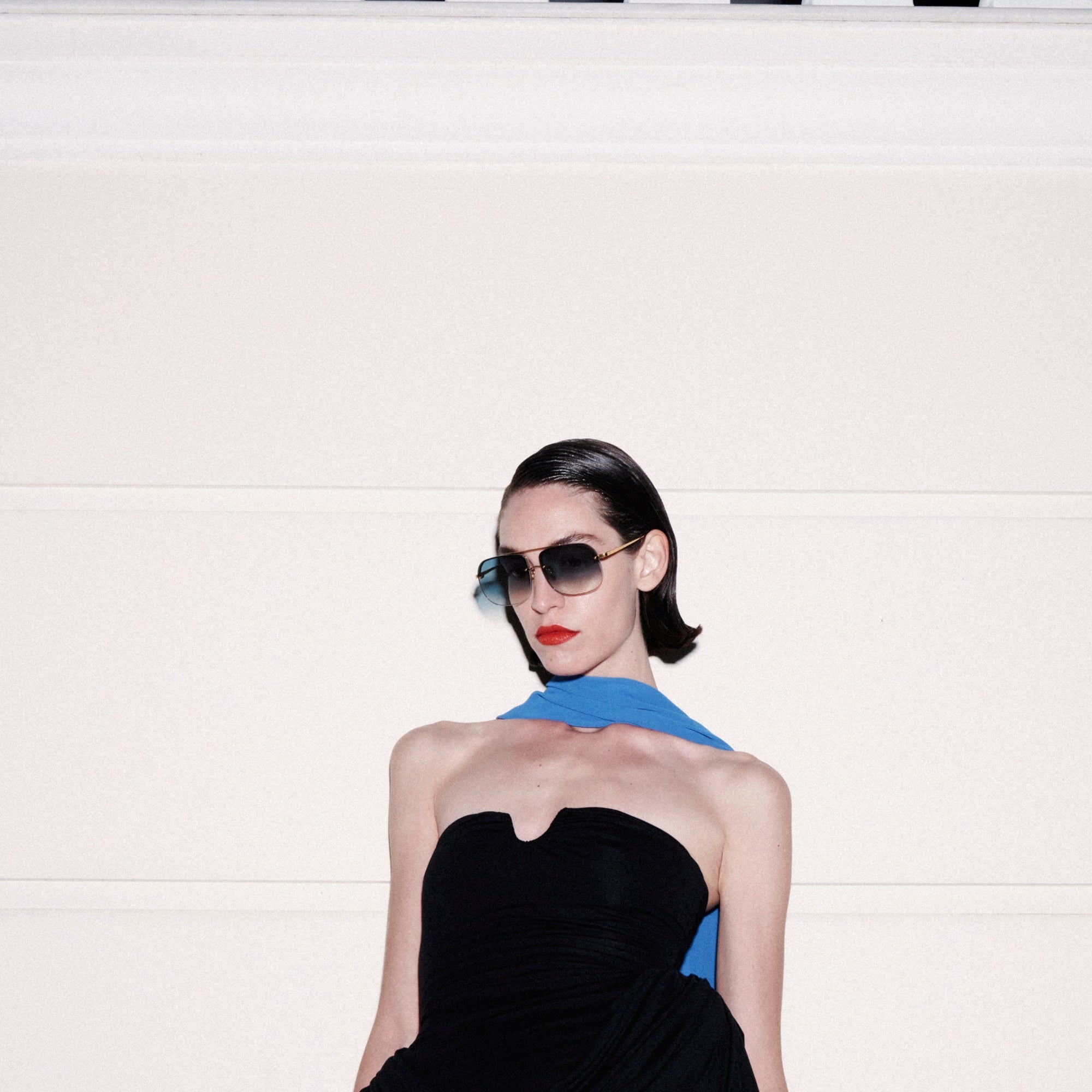 Seren Sunglasses in 22K Gold and Aqua - LINDA FARROW - Sunglasses -