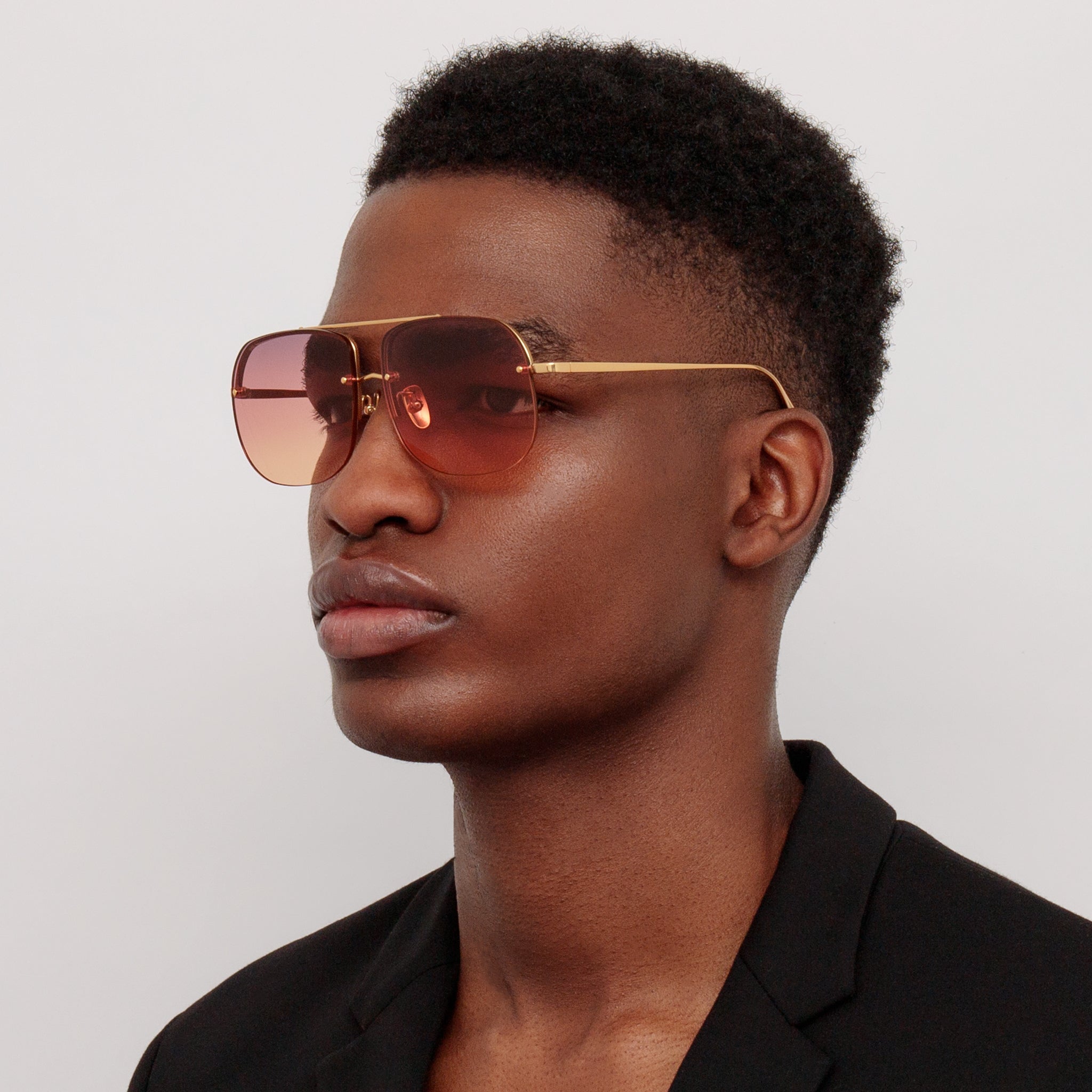 Seren Sunglasses in 22k Gold and Sunset Orange - LINDA FARROW - Sunglasses -