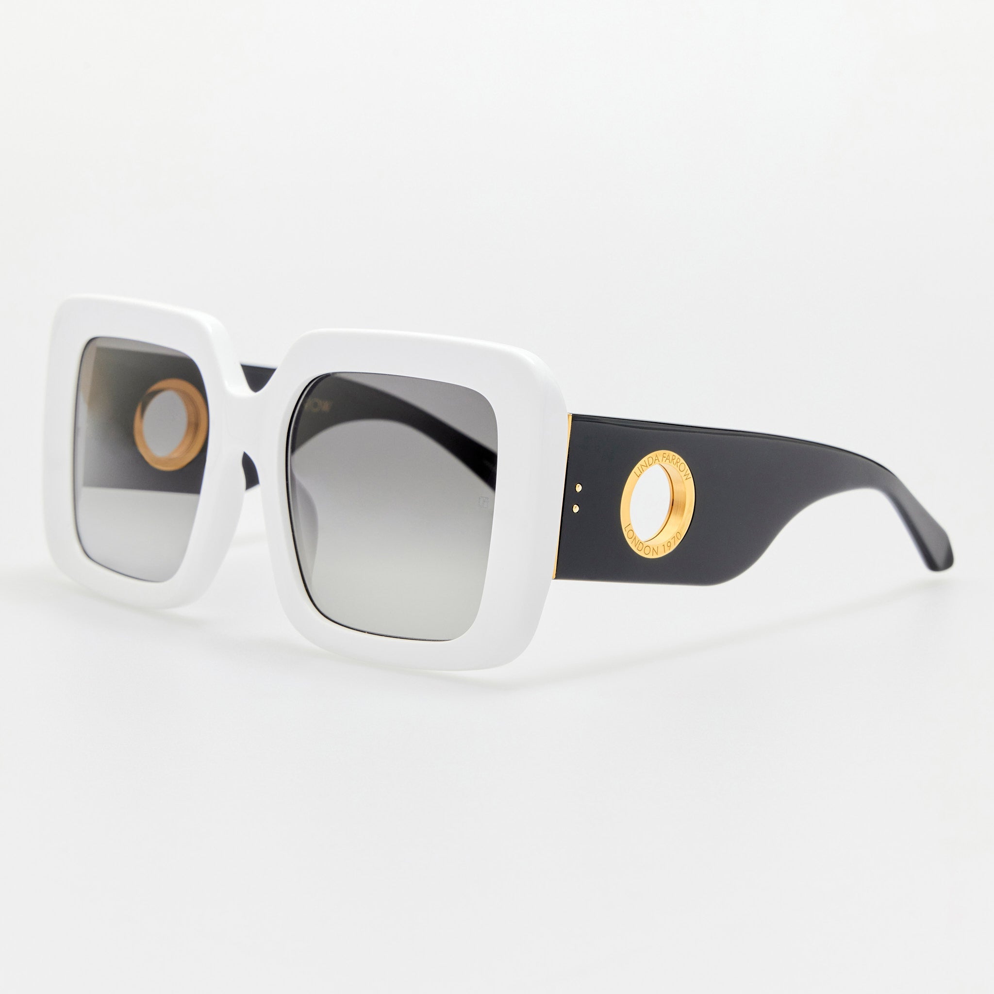 Shelly Oversize Sunglasses in White - LINDA FARROW - Sunglasses -