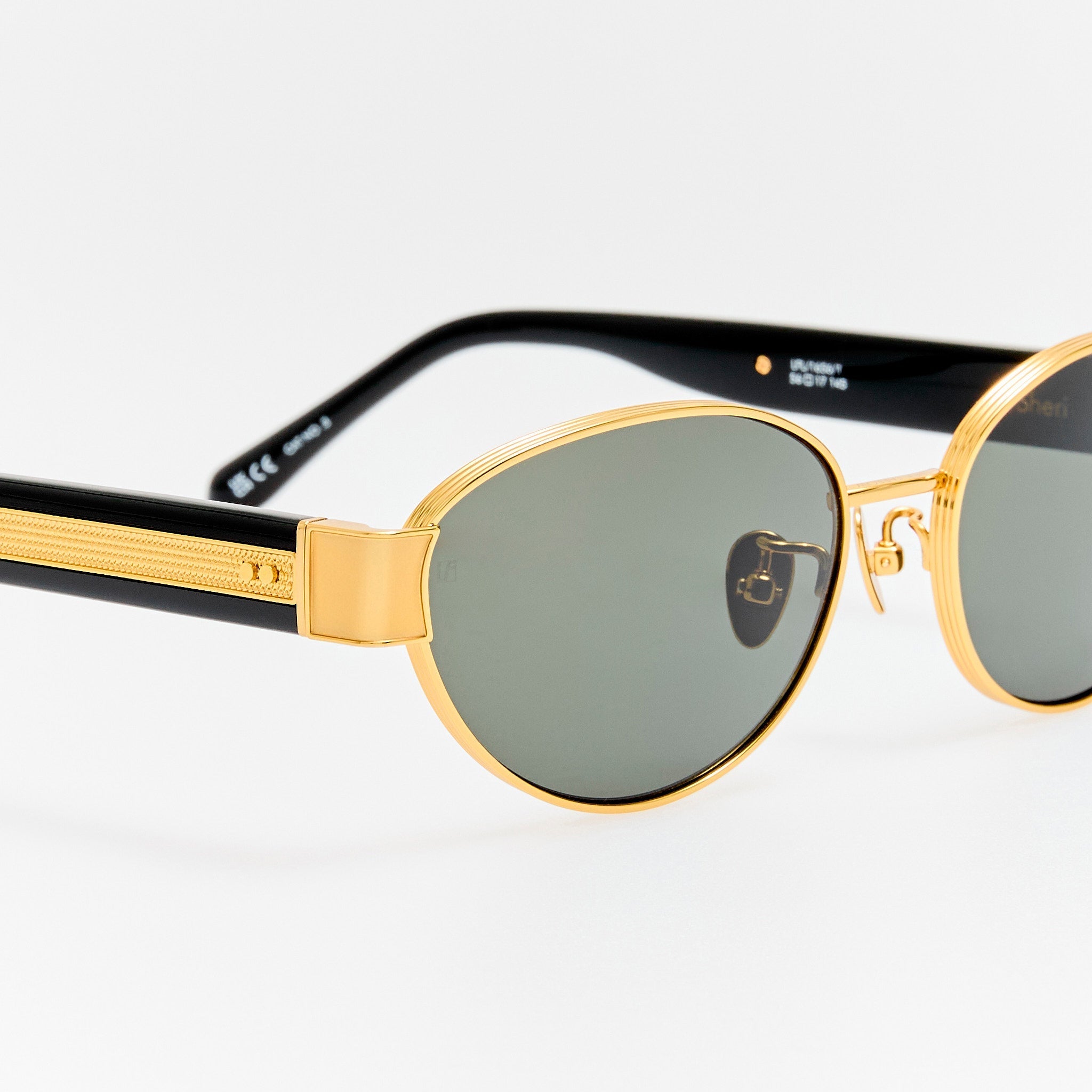 Sheri Sunglasses in 22K Gold and Black - LINDA FARROW - Sunglasses -