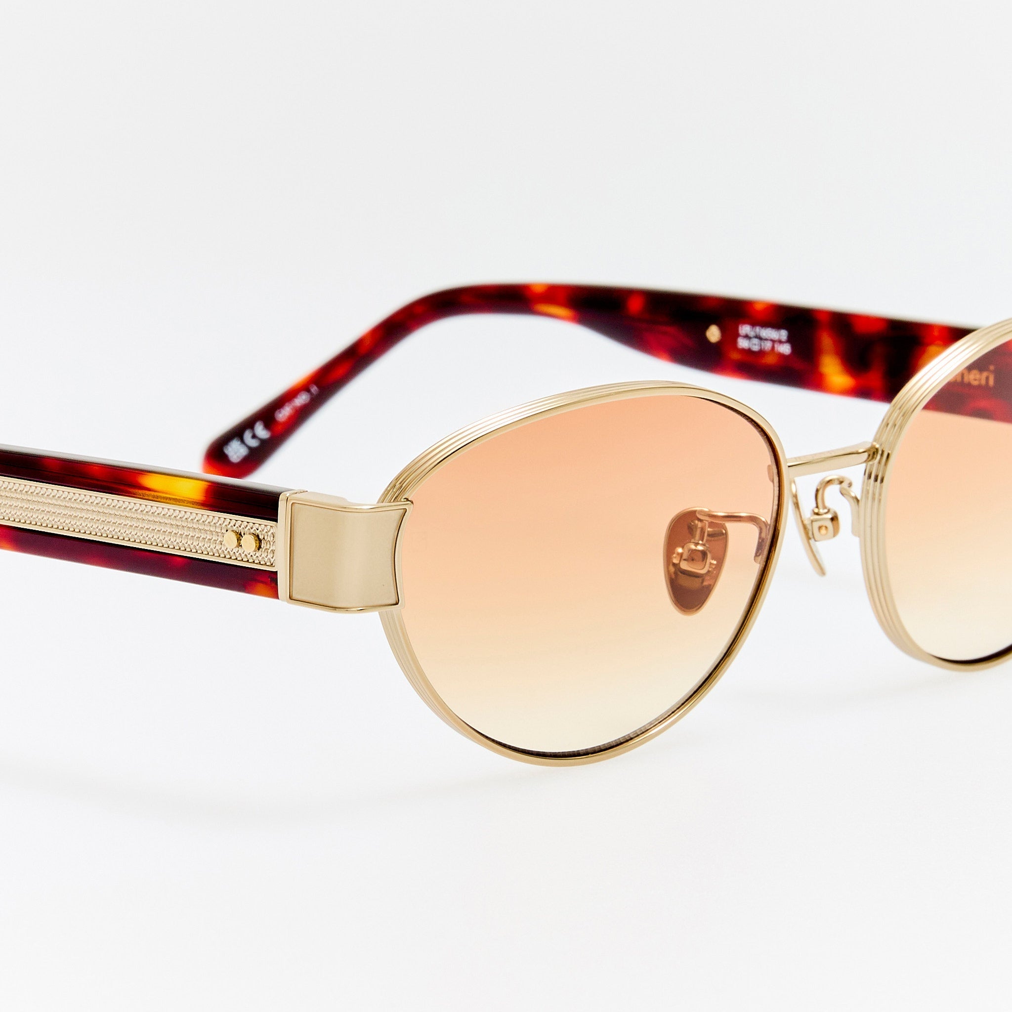 Sheri Sunglasses in 22K Gold and Camel - LINDA FARROW - Sunglasses -