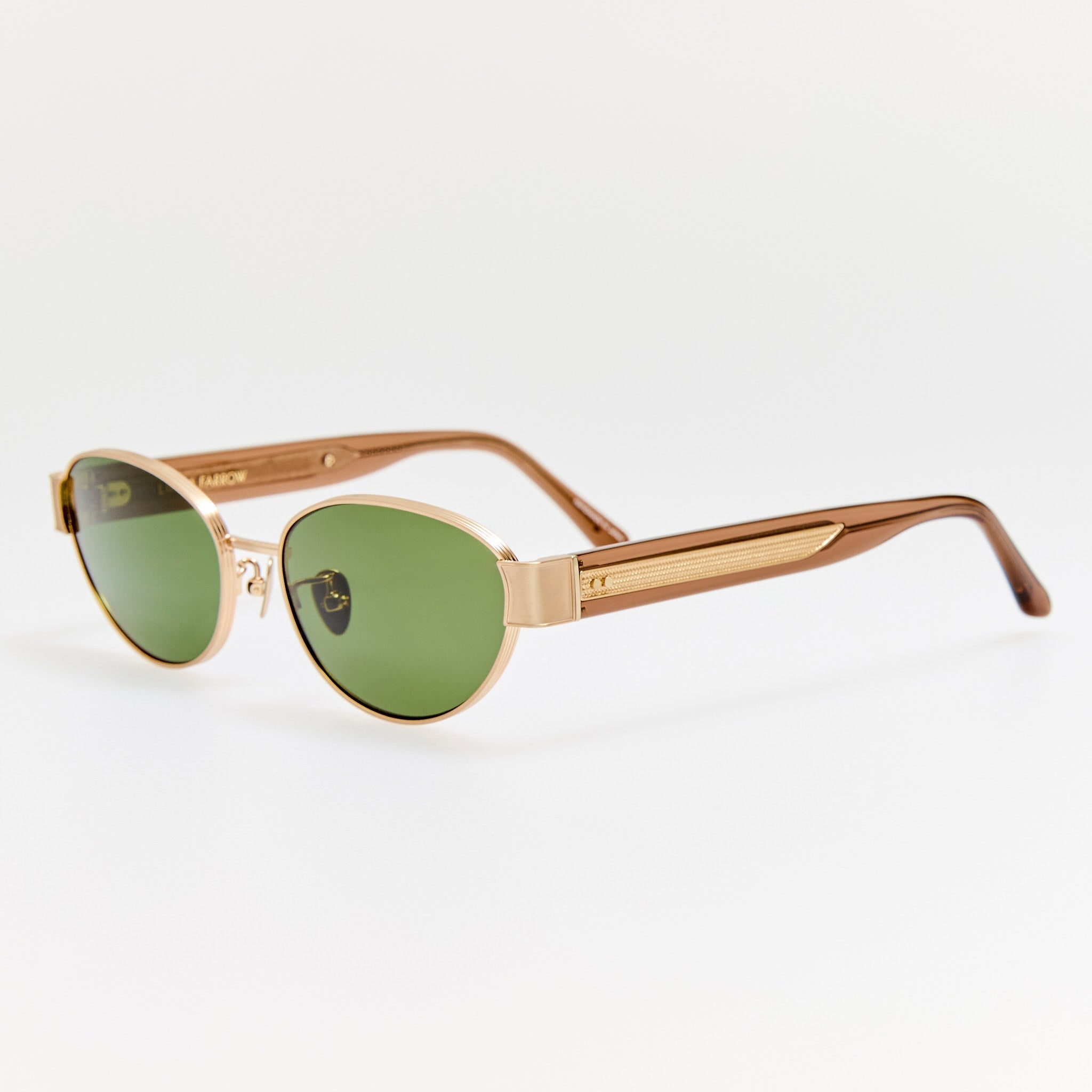 Sheri Sunglasses in Matt Champagne and Green - LINDA FARROW - Sunglasses -