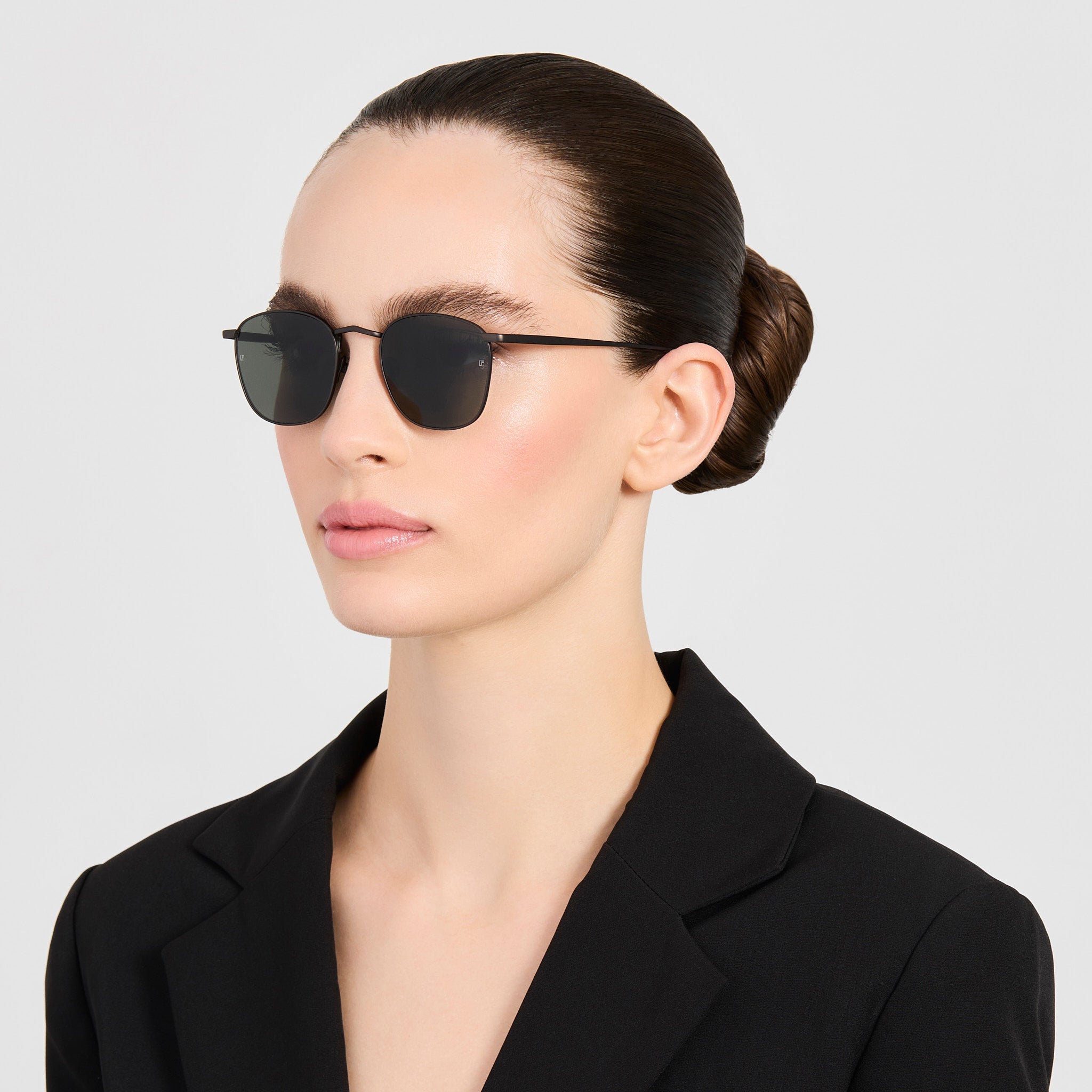 Simon Square Sunglasses in Matt Black Nickel - LINDA FARROW-Sunglasses-