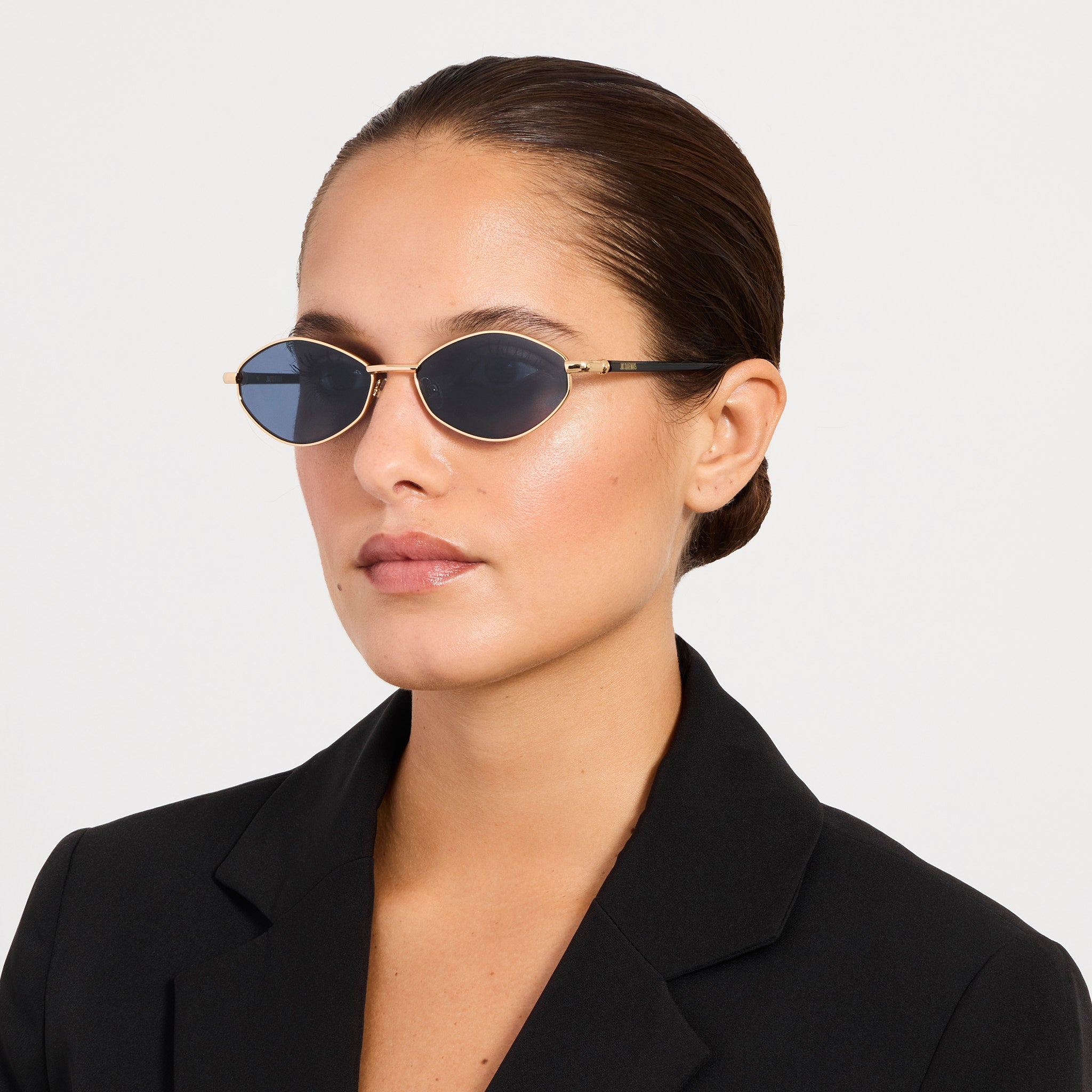 Sirocco Sunglasses in Light Gold and Navy - LINDA FARROW-Sunglasses-