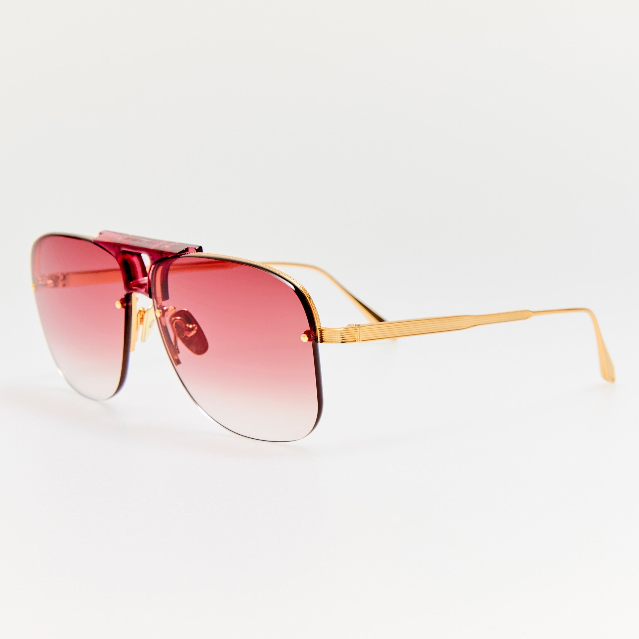 Skye Sunglasses in 22K Gold and Red - LINDA FARROW - Sunglasses -
