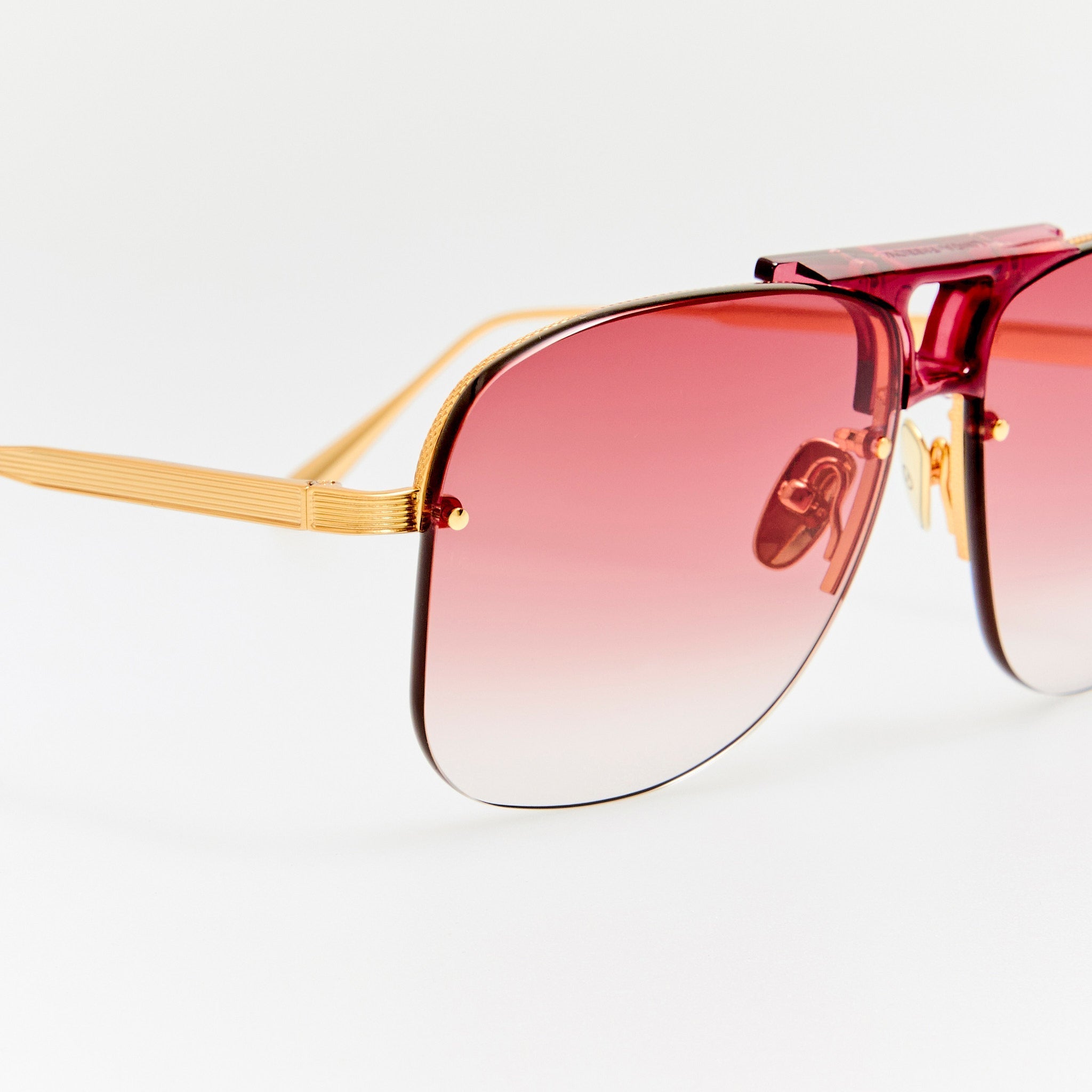 Skye Sunglasses in 22K Gold and Red - LINDA FARROW - Sunglasses -