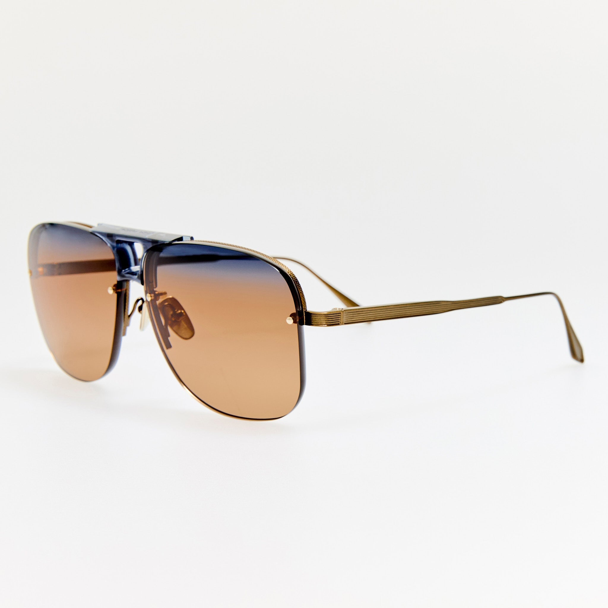 Skye Sunglasses in 22K Gold and Silt - LINDA FARROW - Sunglasses -
