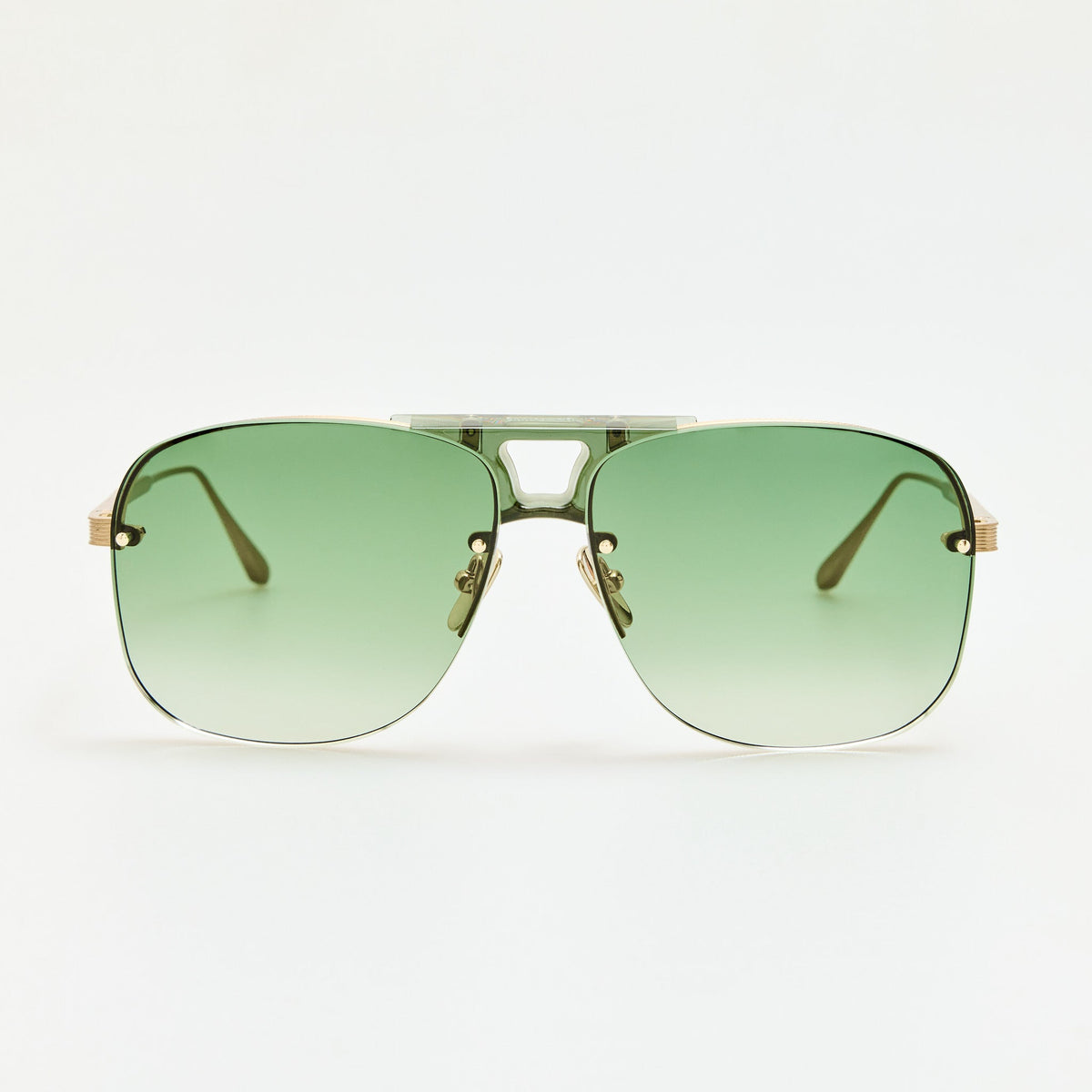 Skye Sunglasses in Matt Champagne in Greeen - LINDA FARROW-Sunglasses-