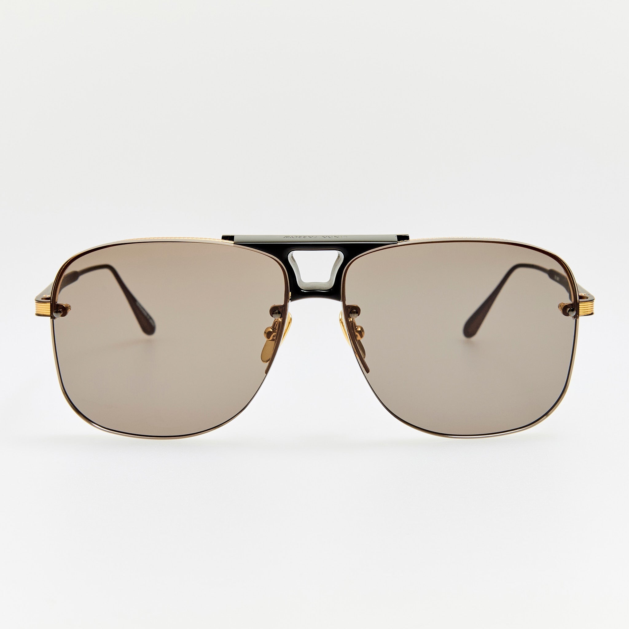 Skye Sunglasses in Matt Nickel and Grey - LINDA FARROW - Sunglasses -