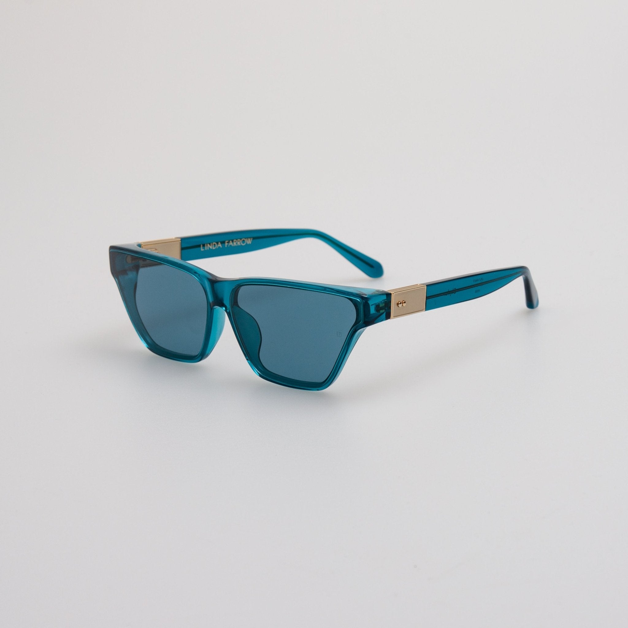 Skyler Cat - Eye Sunglasses in Aqua - LINDA FARROW - Sunglasses -