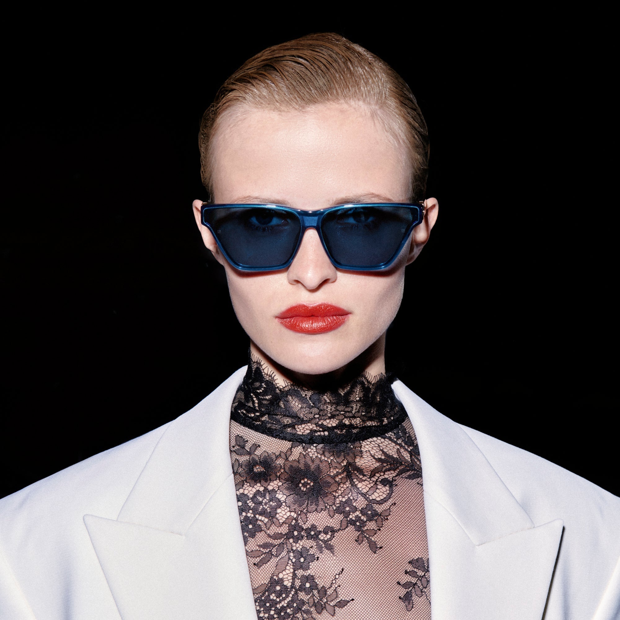 Skyler Cat - Eye Sunglasses in Aqua - LINDA FARROW - Sunglasses -