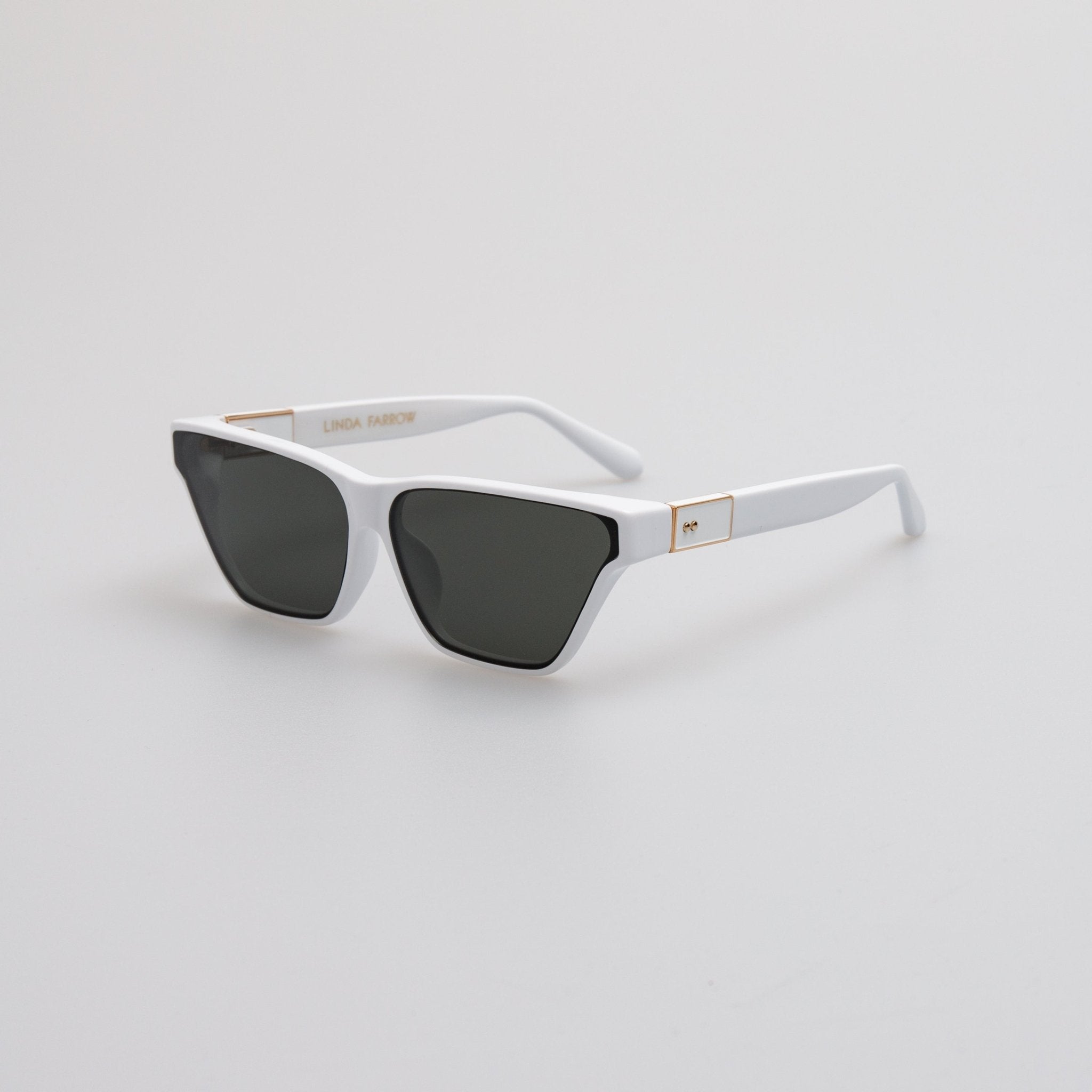 Skyler Cat - Eye Sunglasses in White - LINDA FARROW - Sunglasses -