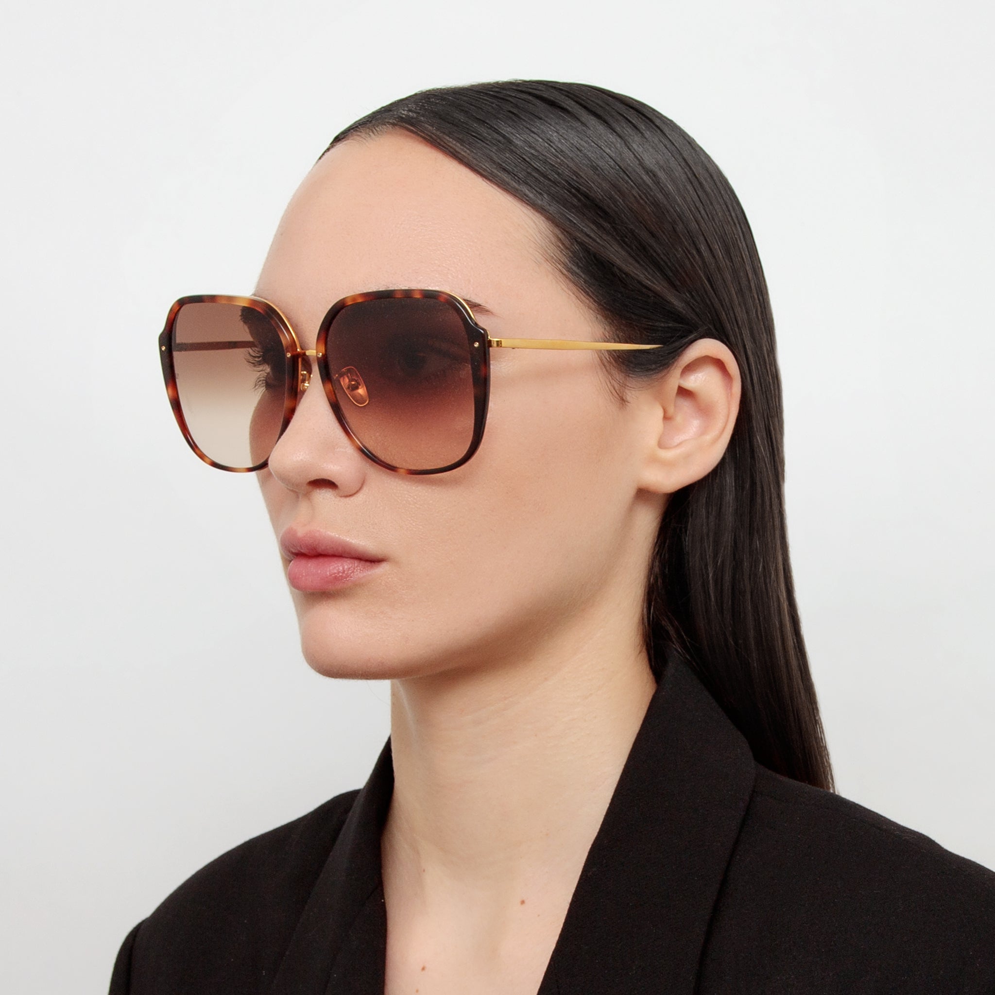 Sofia Sunglasses in 22K Gold and Brown - LINDA FARROW - Sunglasses -
