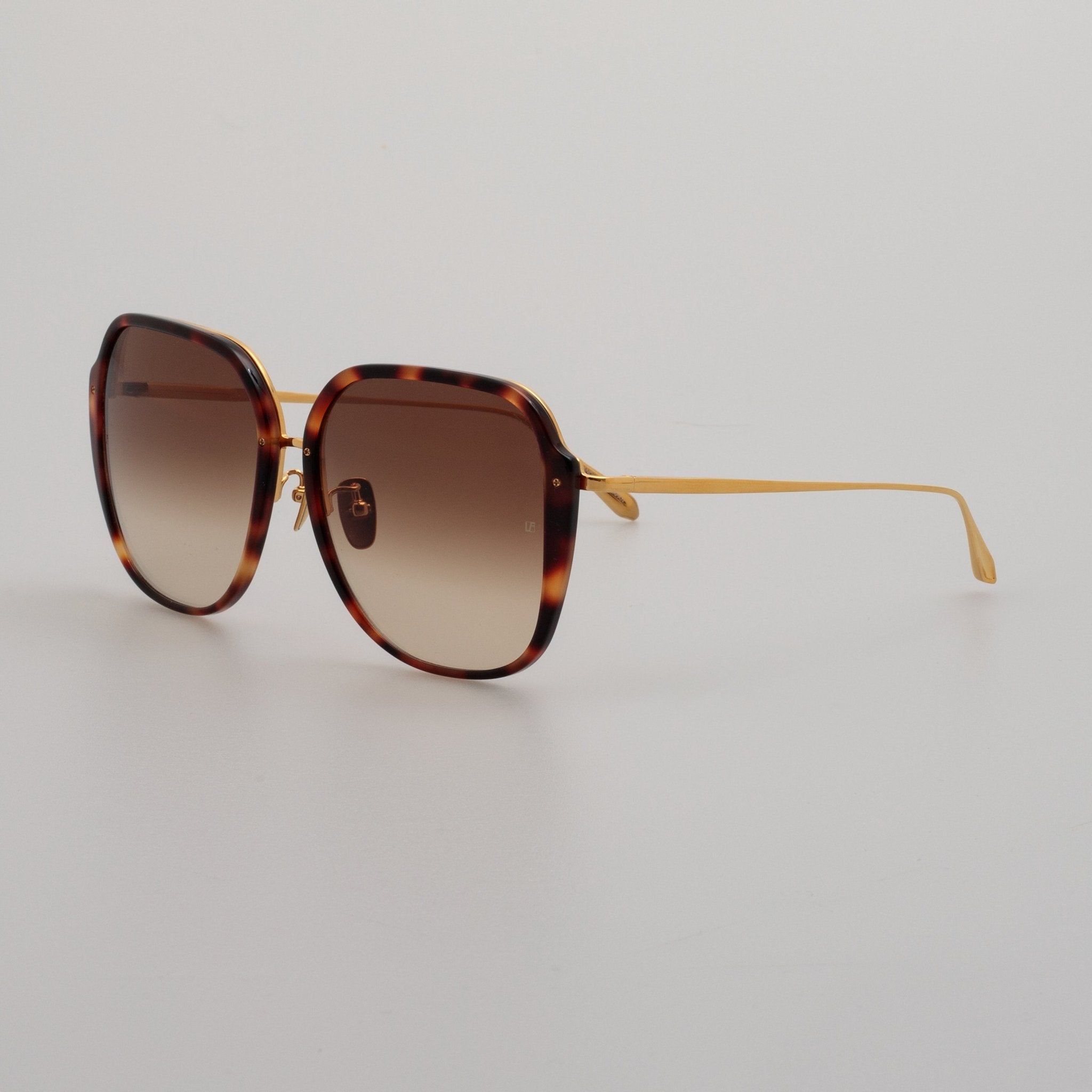Sofia Sunglasses in 22K Gold and Brown - LINDA FARROW - Sunglasses -