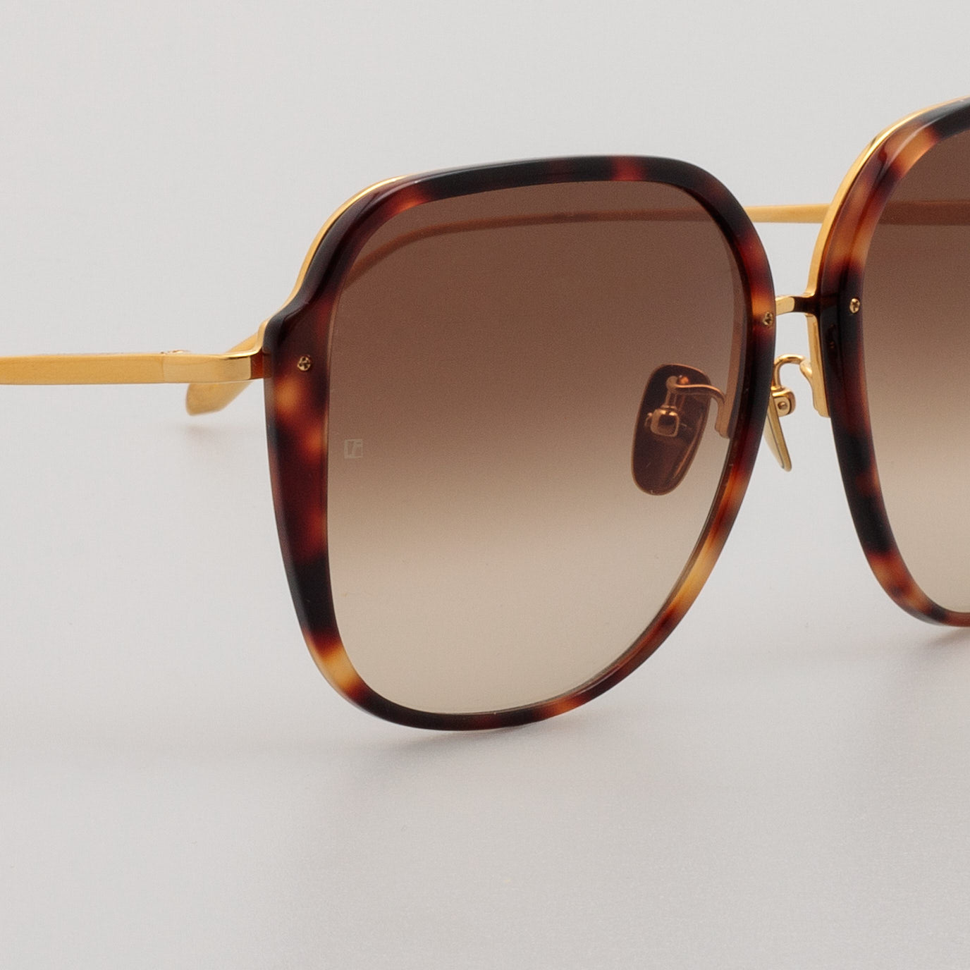 Sofia Sunglasses in 22K Gold and Brown - LINDA FARROW - Sunglasses -