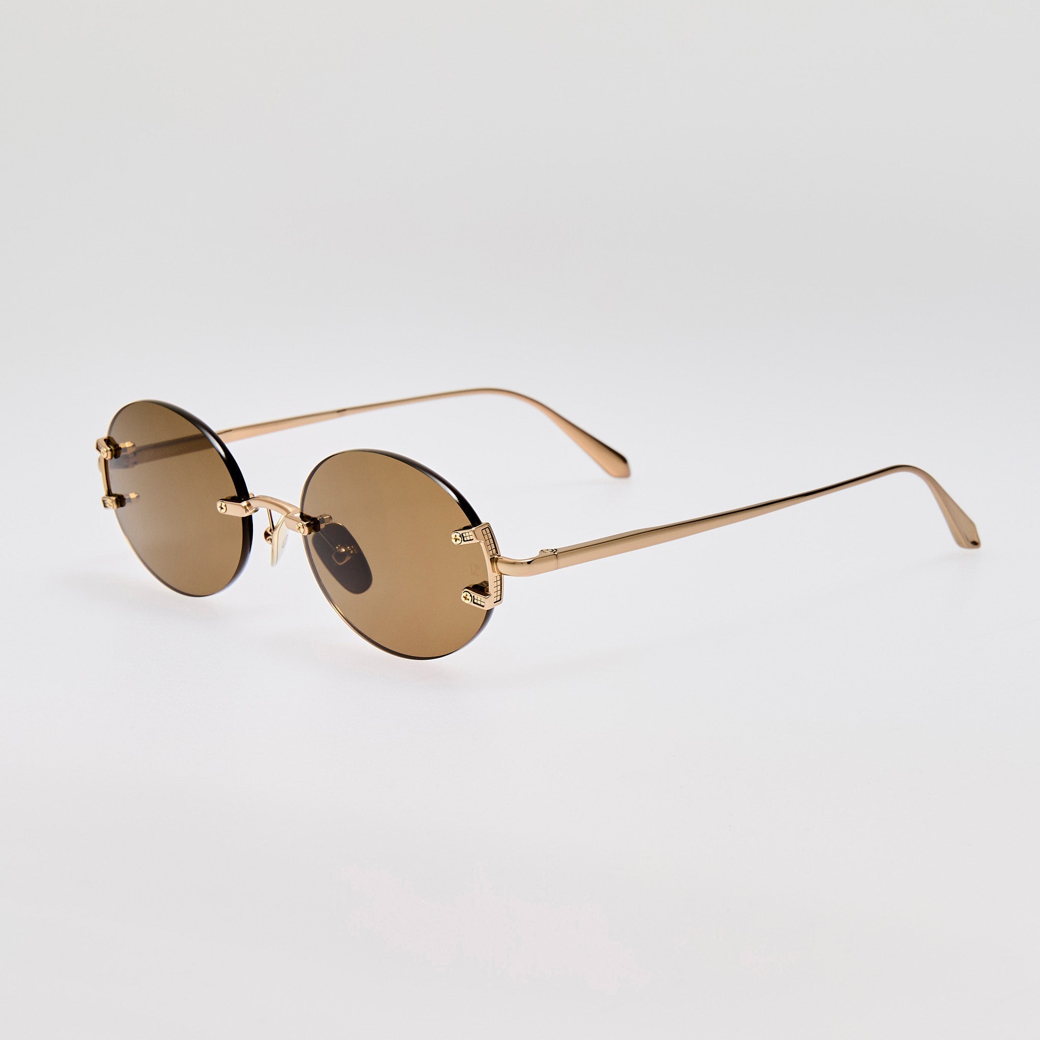 Stella Sunglasses in 22K Gold and Brown - LINDA FARROW - Sunglasses -