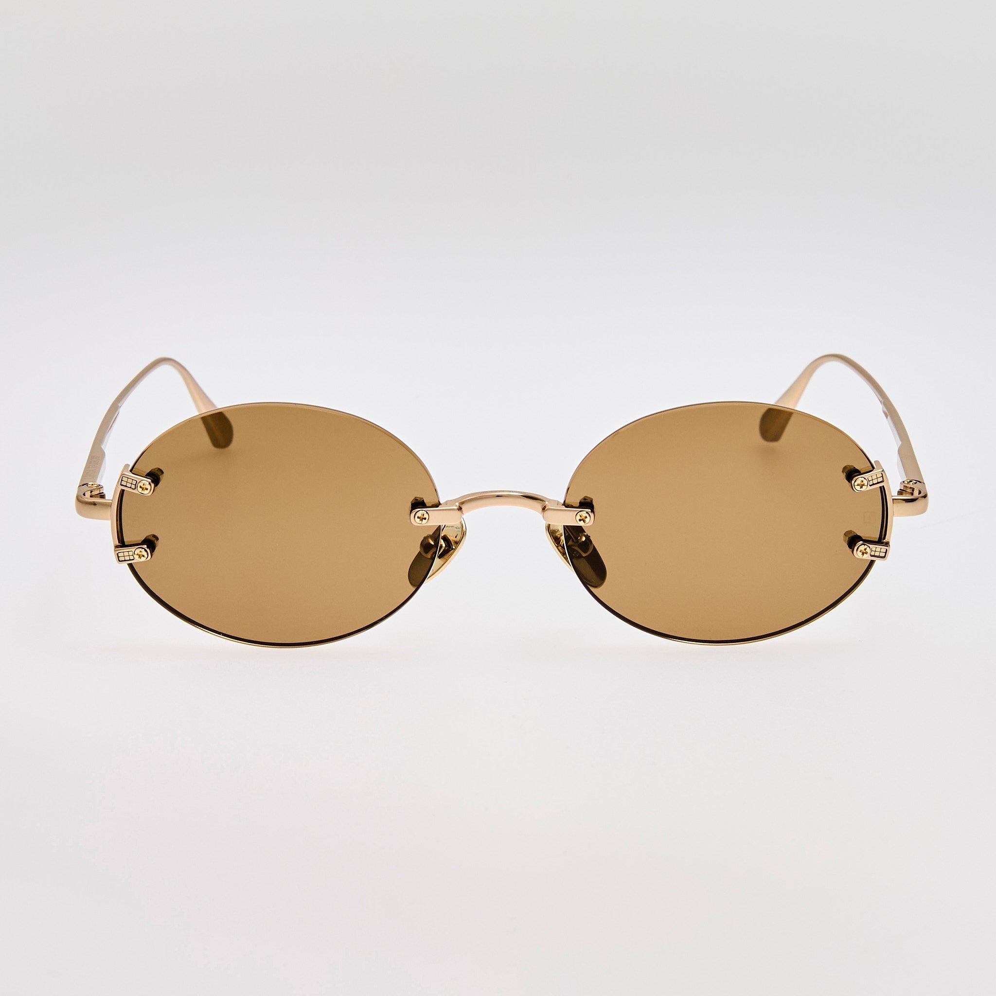 Stella Sunglasses in 22K Gold and Brown - LINDA FARROW - Sunglasses -