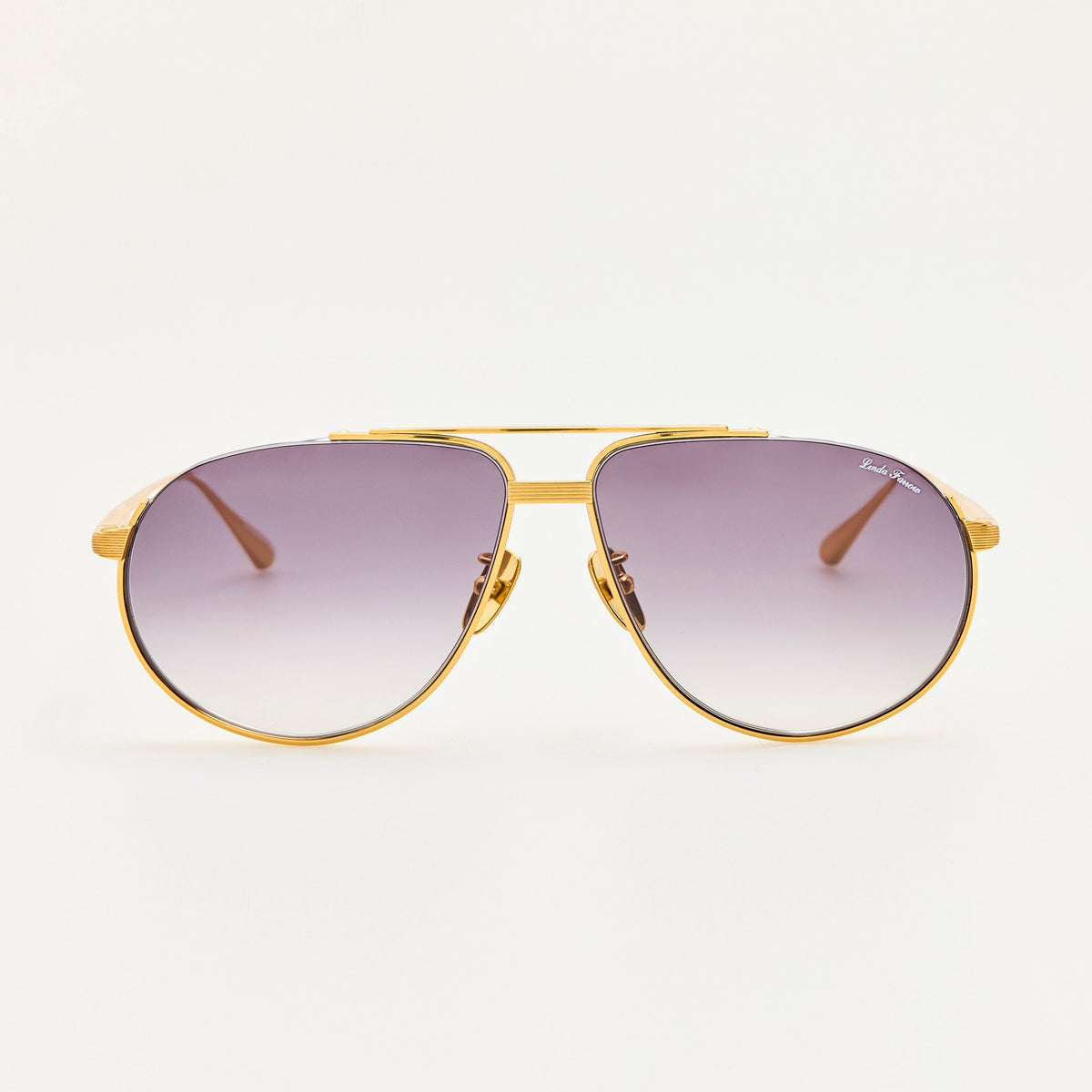 Stevie Sunglasses in 22K Gold and Grey - LINDA FARROW-Sunglasses-