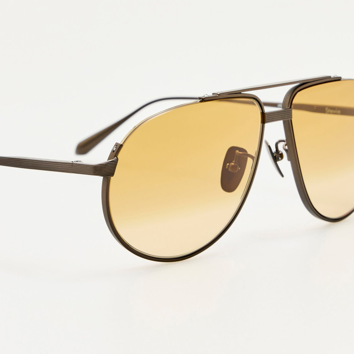 Stevie Sunglasses in Nickel and Straw - LINDA FARROW-Sunglasses-