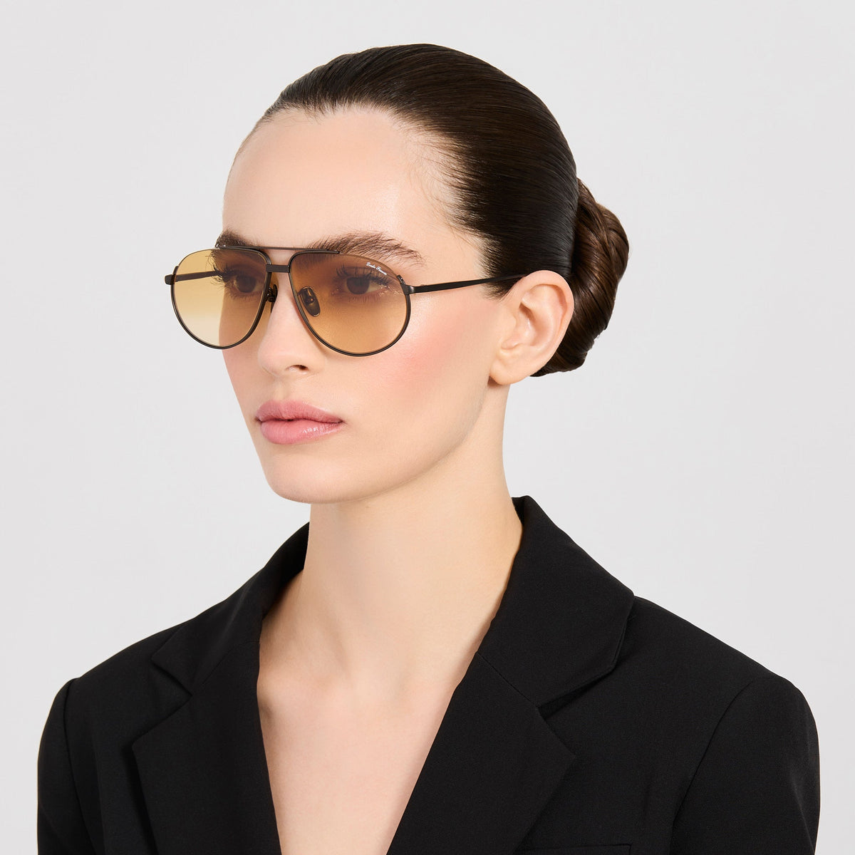 Stevie Sunglasses in Nickel and Straw - LINDA FARROW-Sunglasses-
