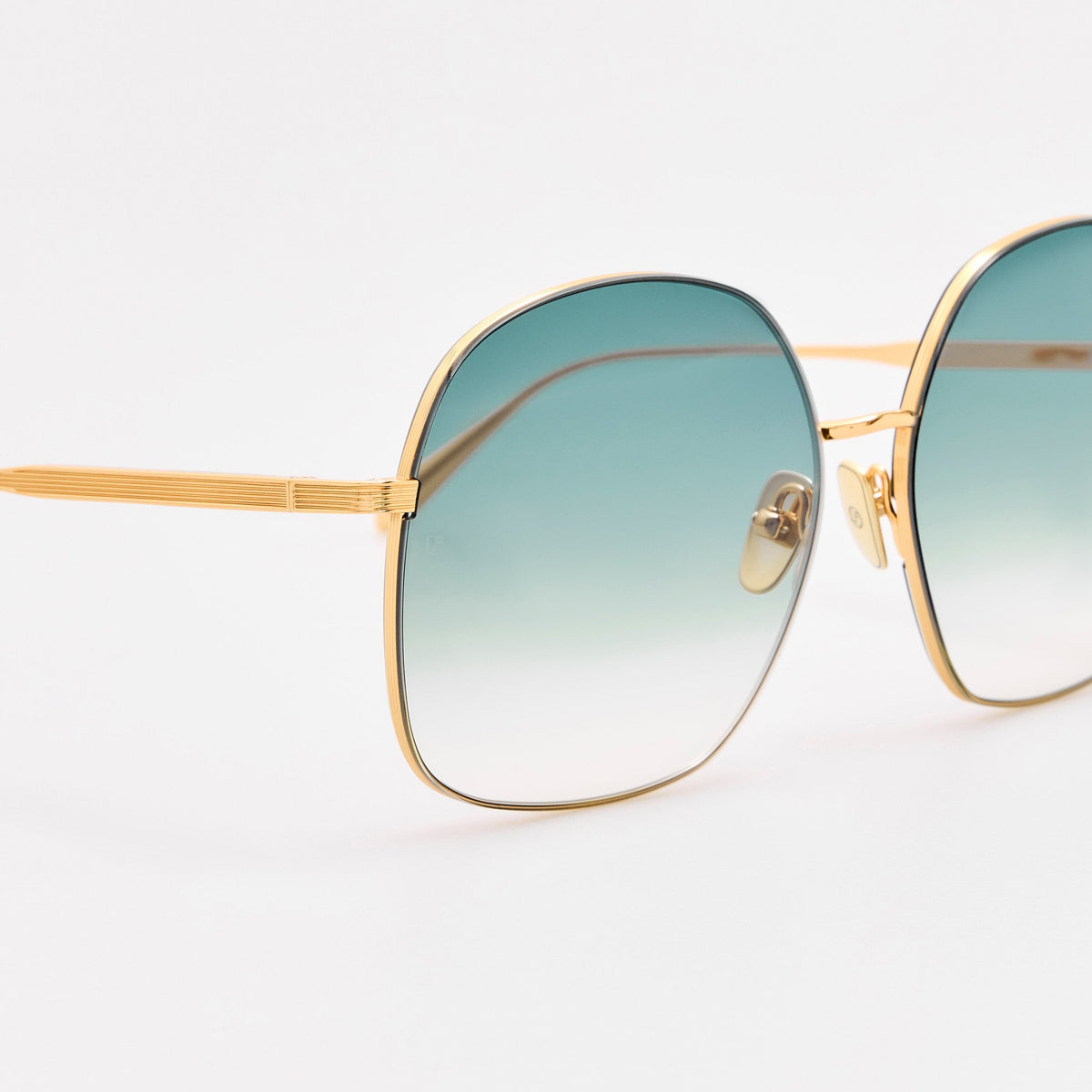 Suki Sunglasses in 22K Gold and Aqua - LINDA FARROW-Sunglasses-