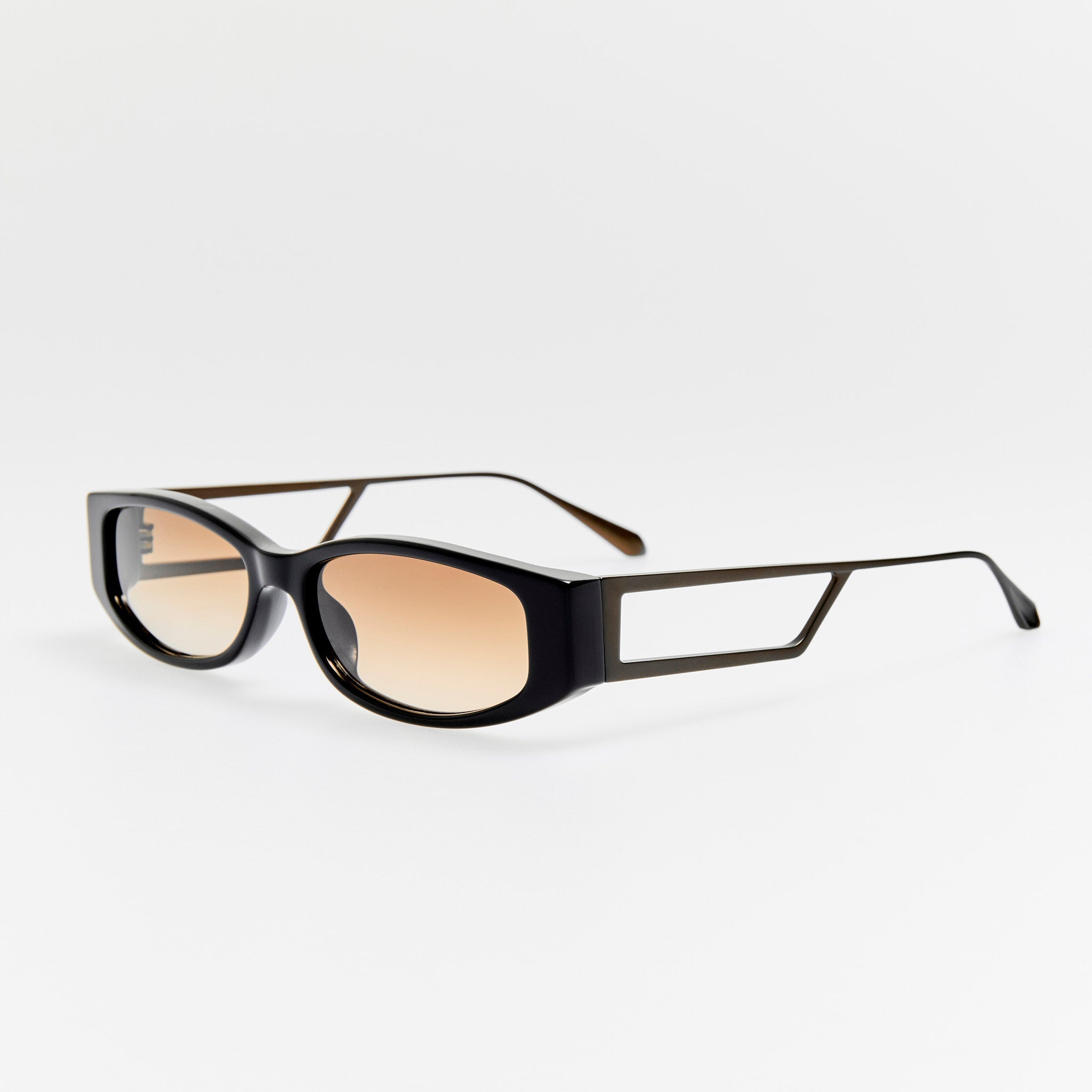 Susie Vista Temple Sunglasses in Black and Mocha Lens - LINDA FARROW - Sunglasses -