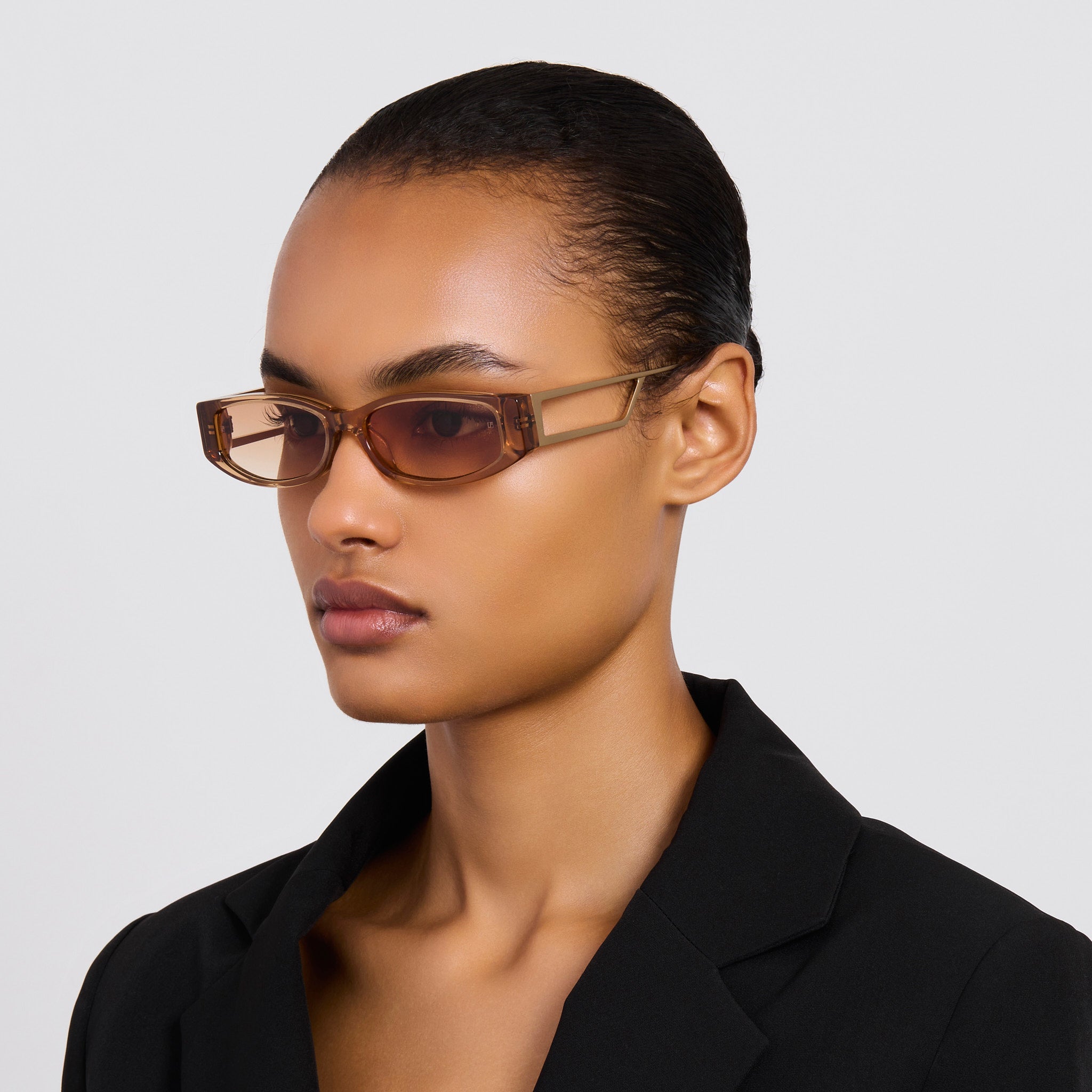 Susie Vista Temple Sunglasses in Honey - LINDA FARROW - Sunglasses -