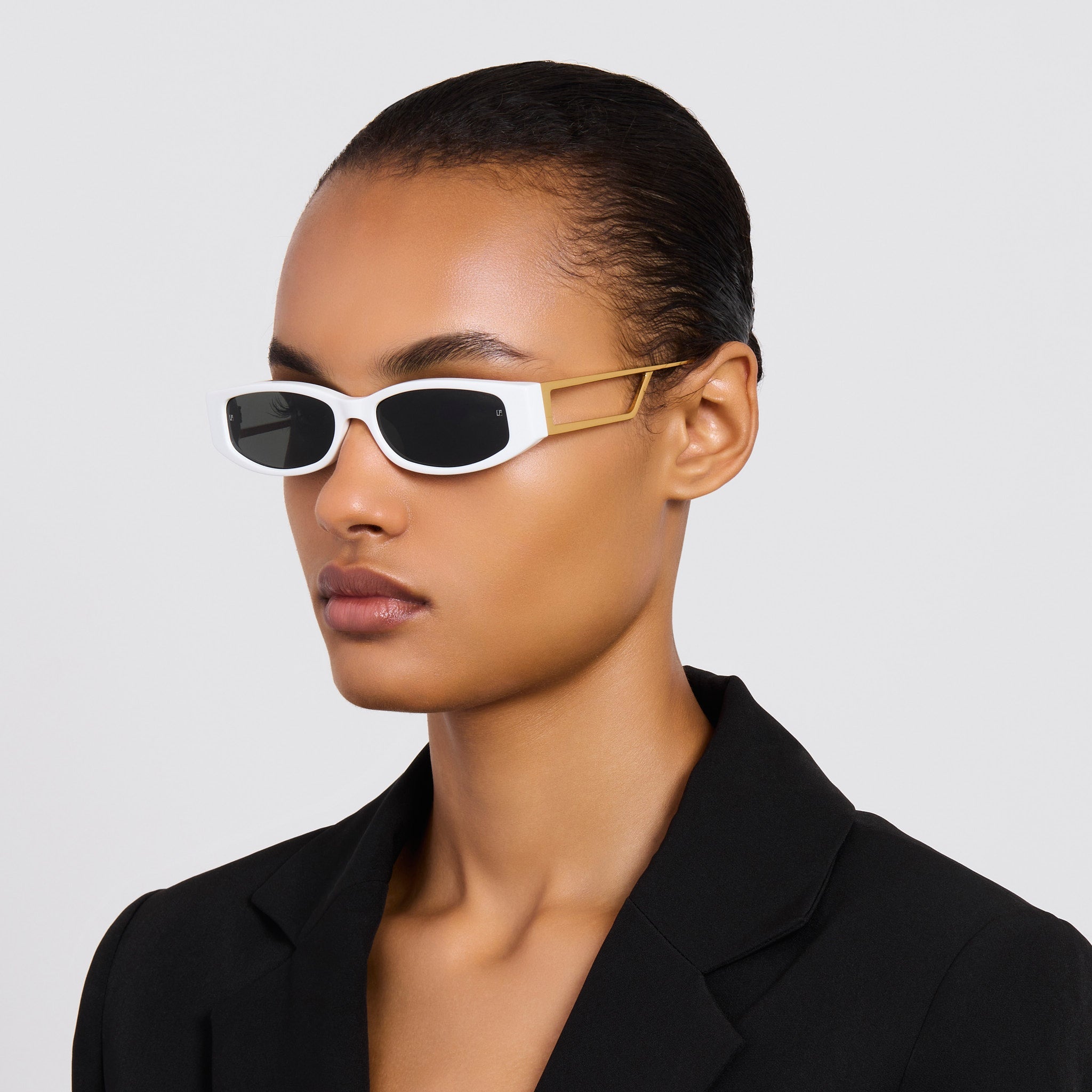 Susie Vista Temple Sunglasses in White - LINDA FARROW - Sunglasses -