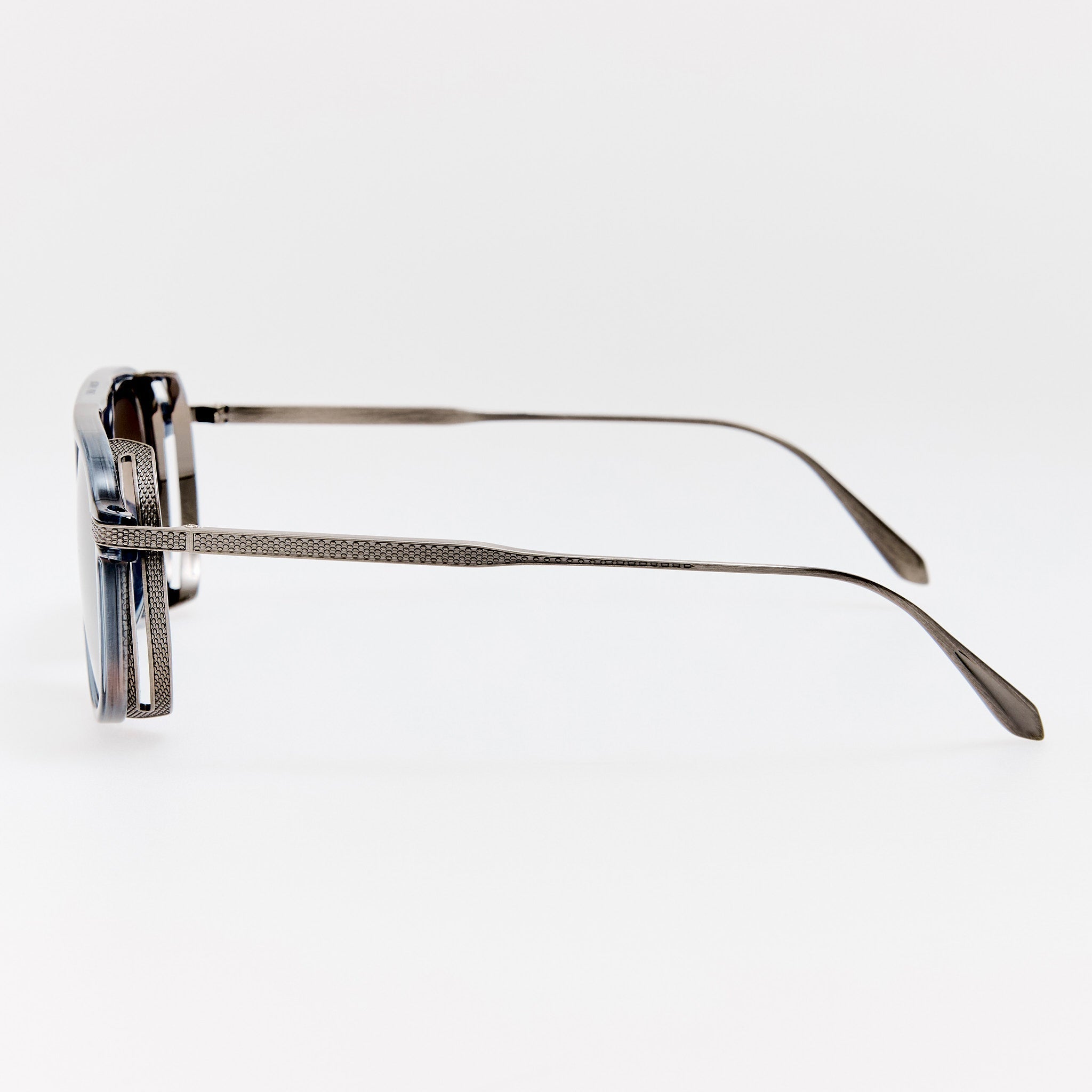 Sutton Sunglasses in Antique White Gold and Navy - LINDA FARROW - Sunglasses -