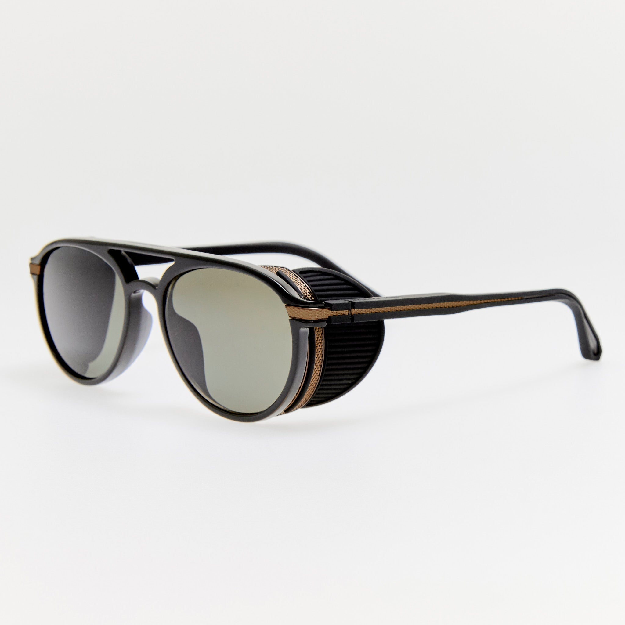 Sutton Sunglasses in Black Nickel and Black - LINDA FARROW - Sunglasses -