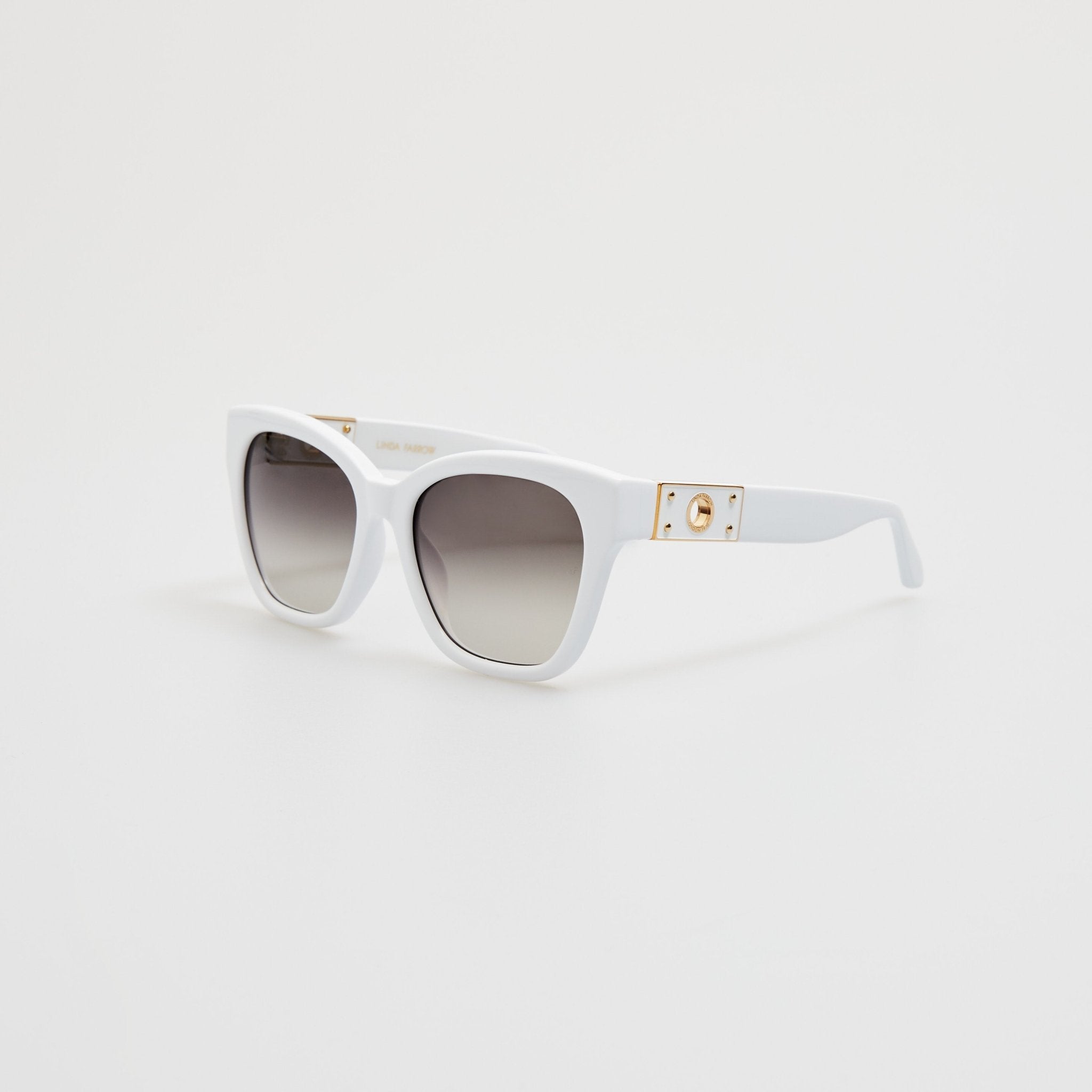 Tamara Cat Eye Sunglasses in White - LINDA FARROW - Sunglasses -