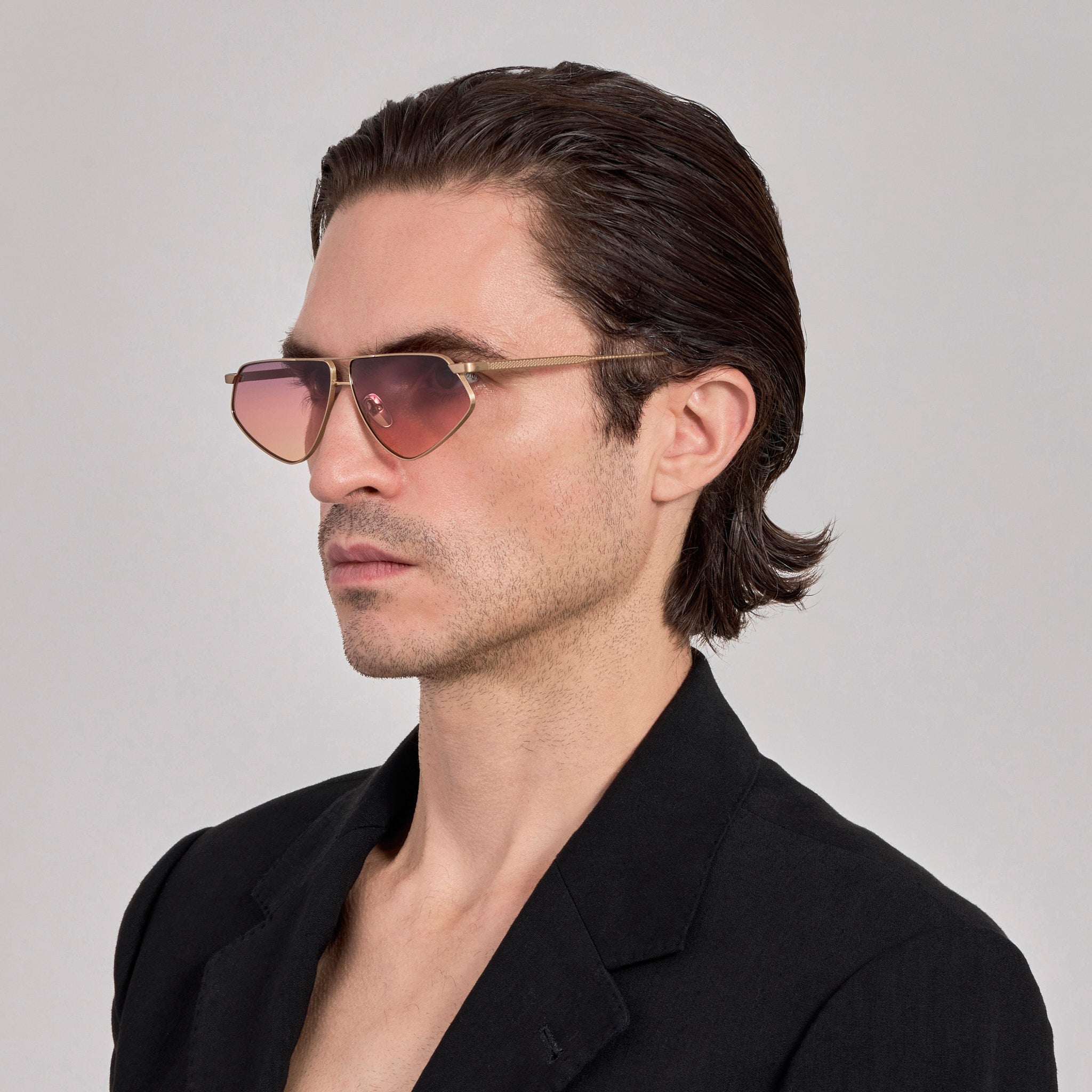 Tarian Sunglasses in Matt Champagne and Sunset - LINDA FARROW - Sunglasses -