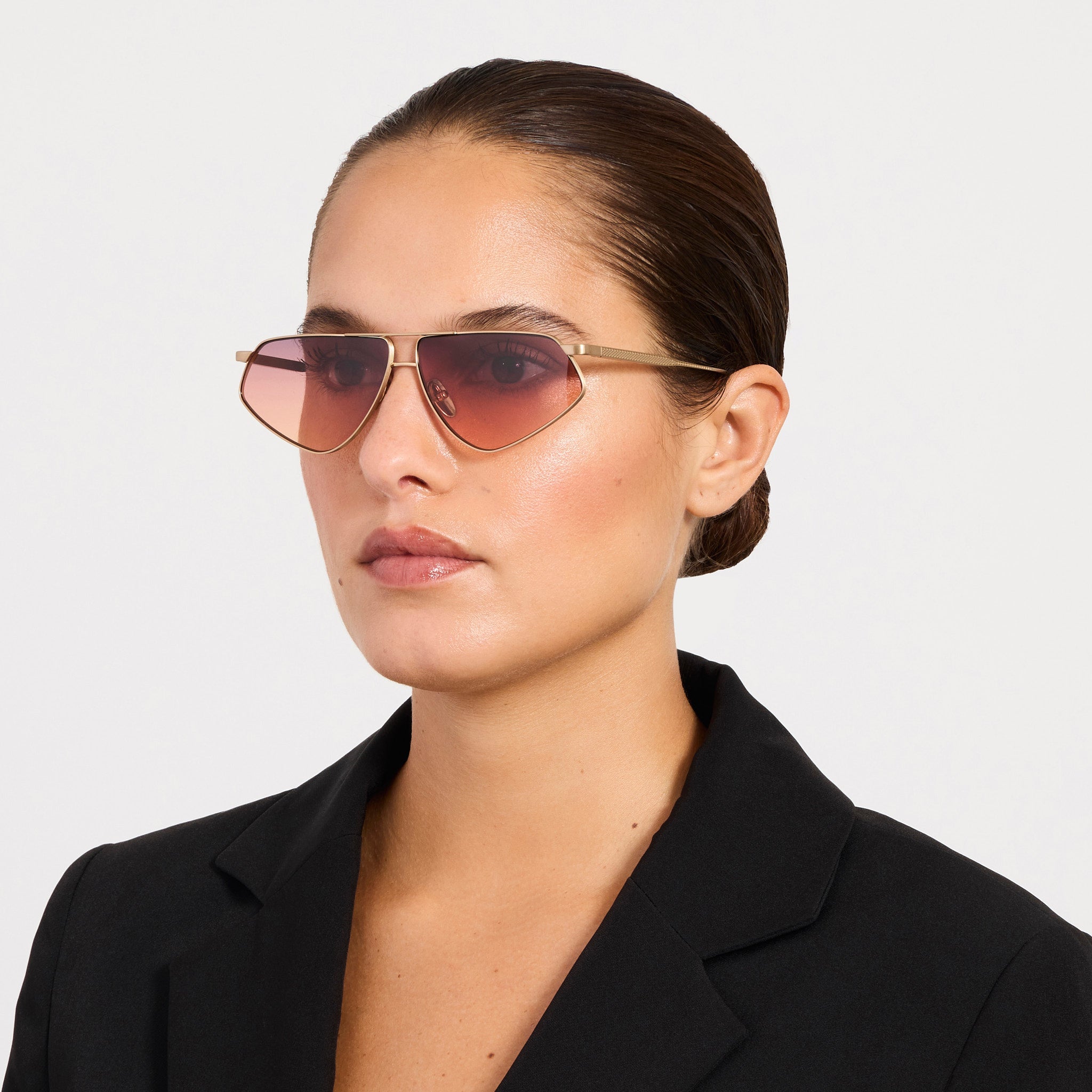 Tarian Sunglasses in Matt Champagne and Sunset - LINDA FARROW - Sunglasses -