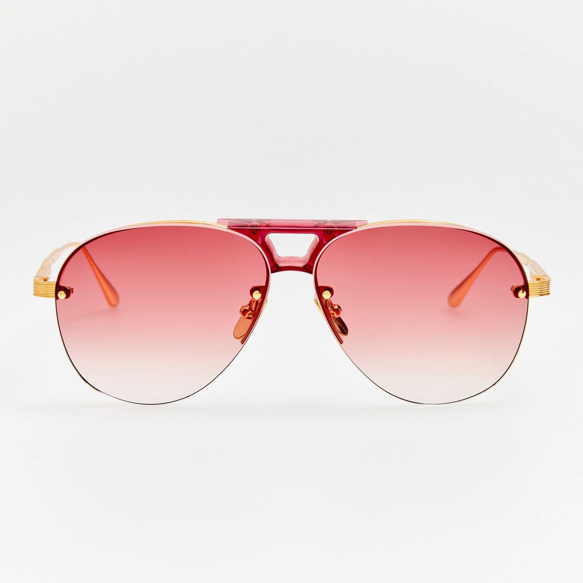 Taya Sunglasses in 22K Gold and Red - LINDA FARROW - Sunglasses -