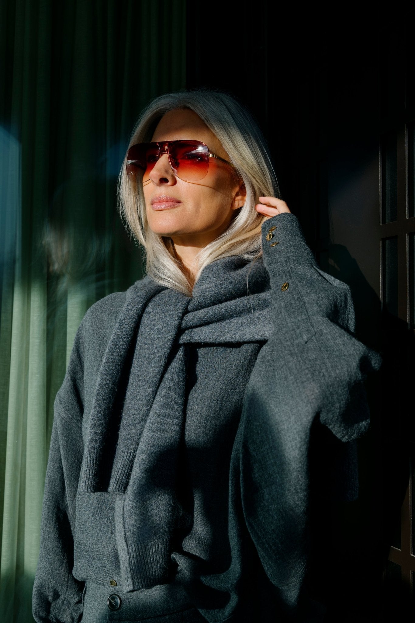Taya Sunglasses in 22K Gold and Red - LINDA FARROW - Sunglasses -