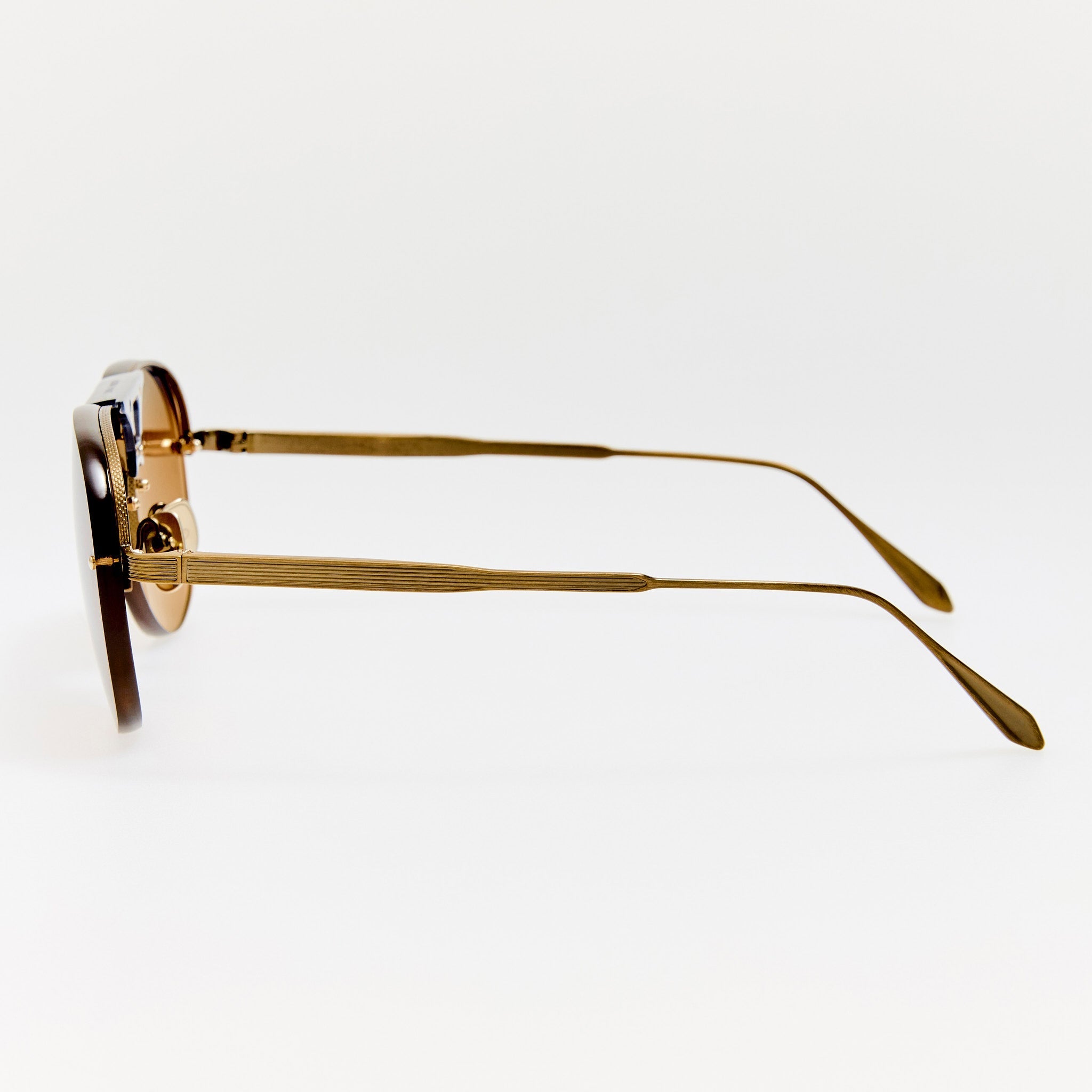 Taya Sunglasses in Antique Gold and Navy - LINDA FARROW - Sunglasses -
