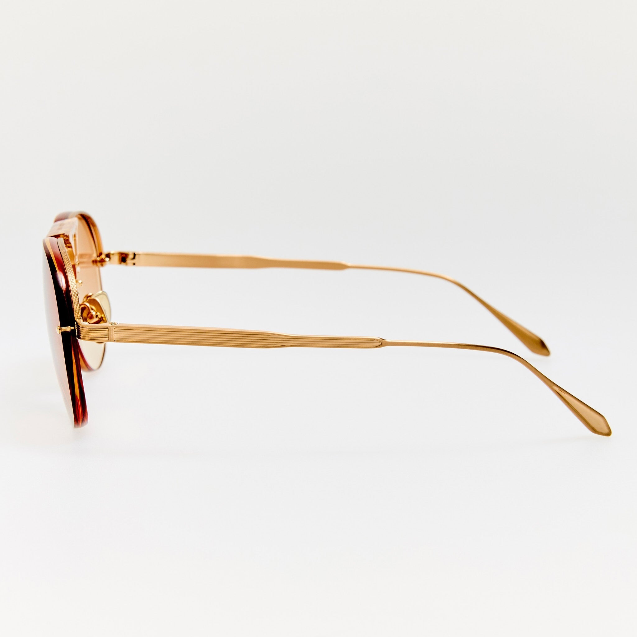 Taya Sunglasses in Matt Champagne and Camel - LINDA FARROW - Sunglasses -