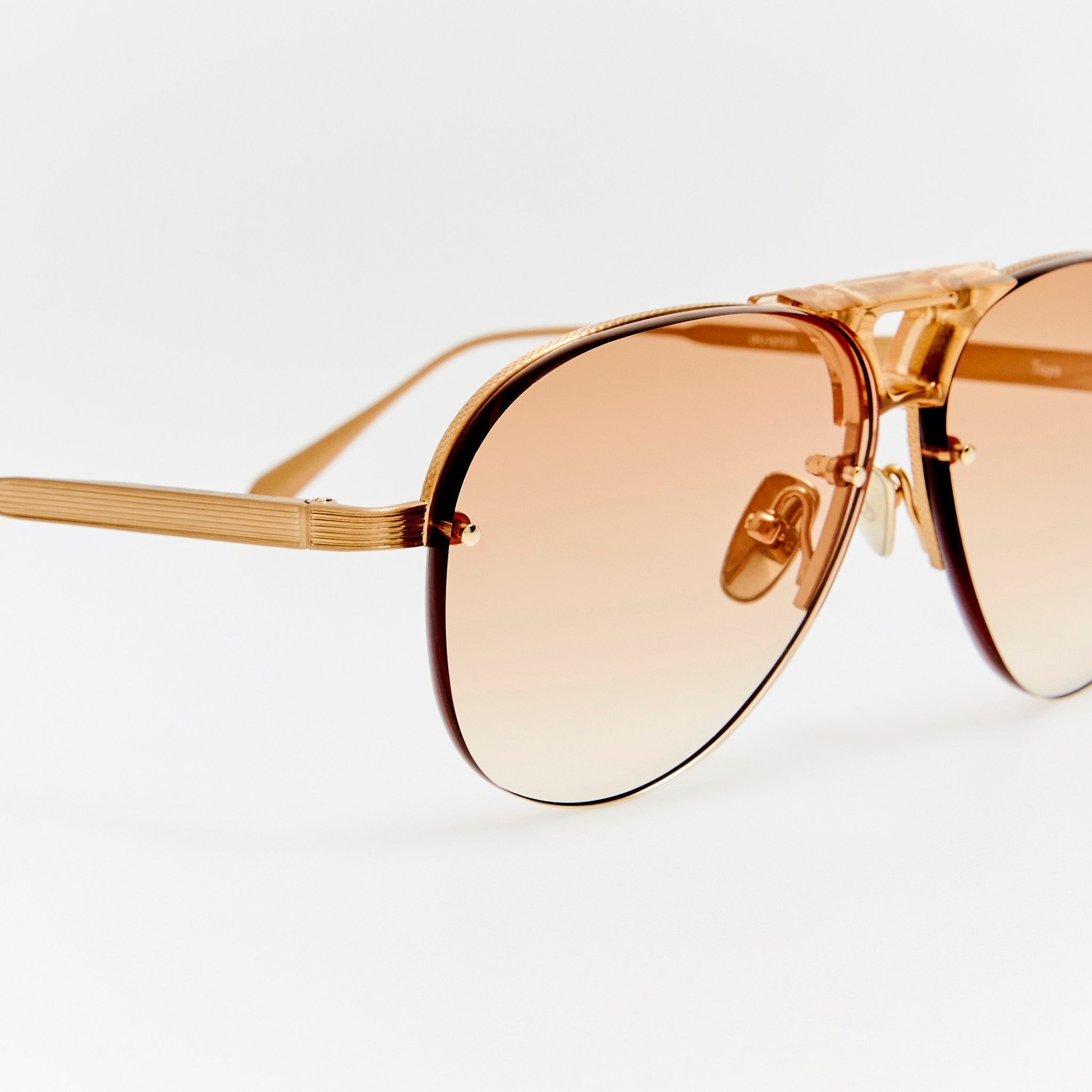 Taya Sunglasses in Matt Champagne and Camel - LINDA FARROW - Sunglasses -