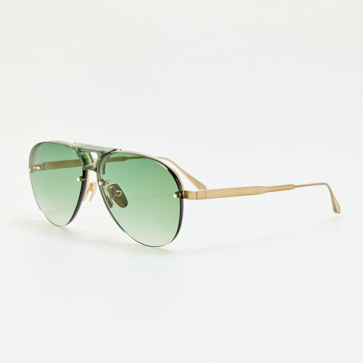 Taya Sunglasses in Matt Champagne and Green - LINDA FARROW-Sunglasses-
