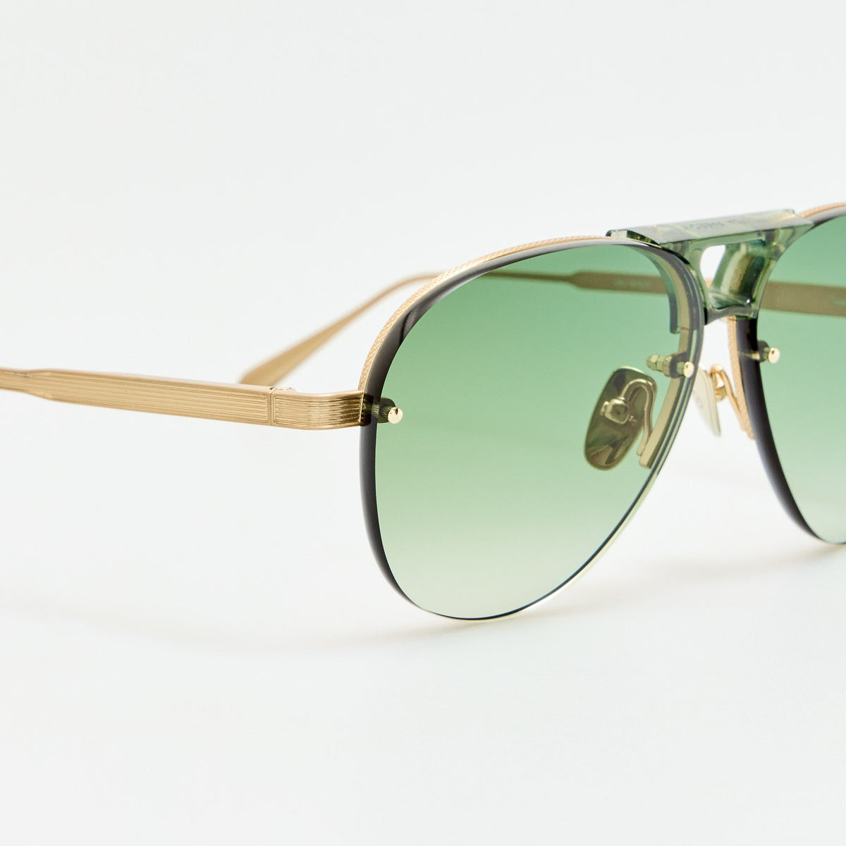Taya Sunglasses in Matt Champagne and Green - LINDA FARROW-Sunglasses-