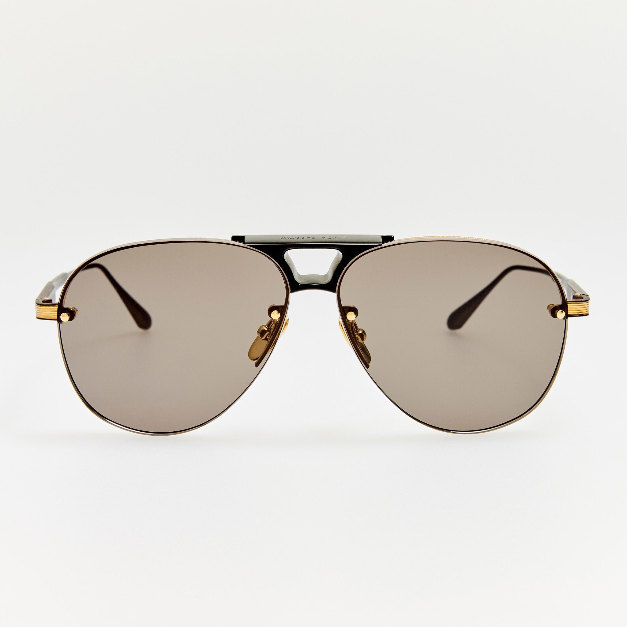 Taya Sunglasses in Matt Nickel and Black - LINDA FARROW - Sunglasses -