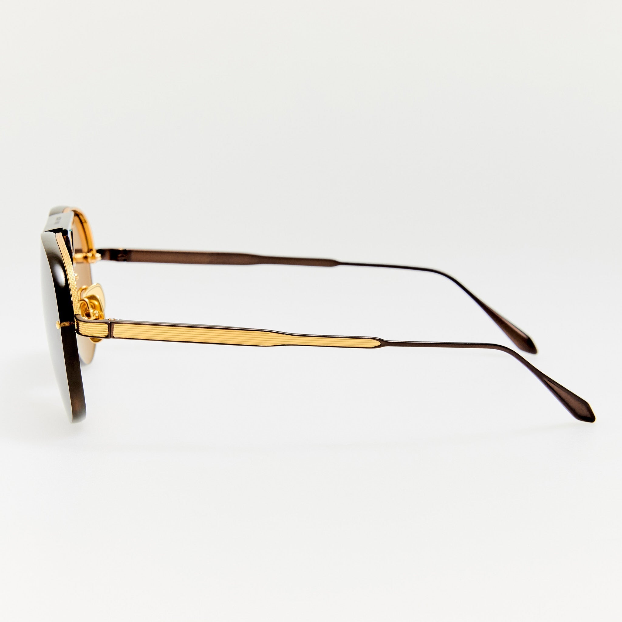 Taya Sunglasses in Matt Nickel and Black - LINDA FARROW - Sunglasses -