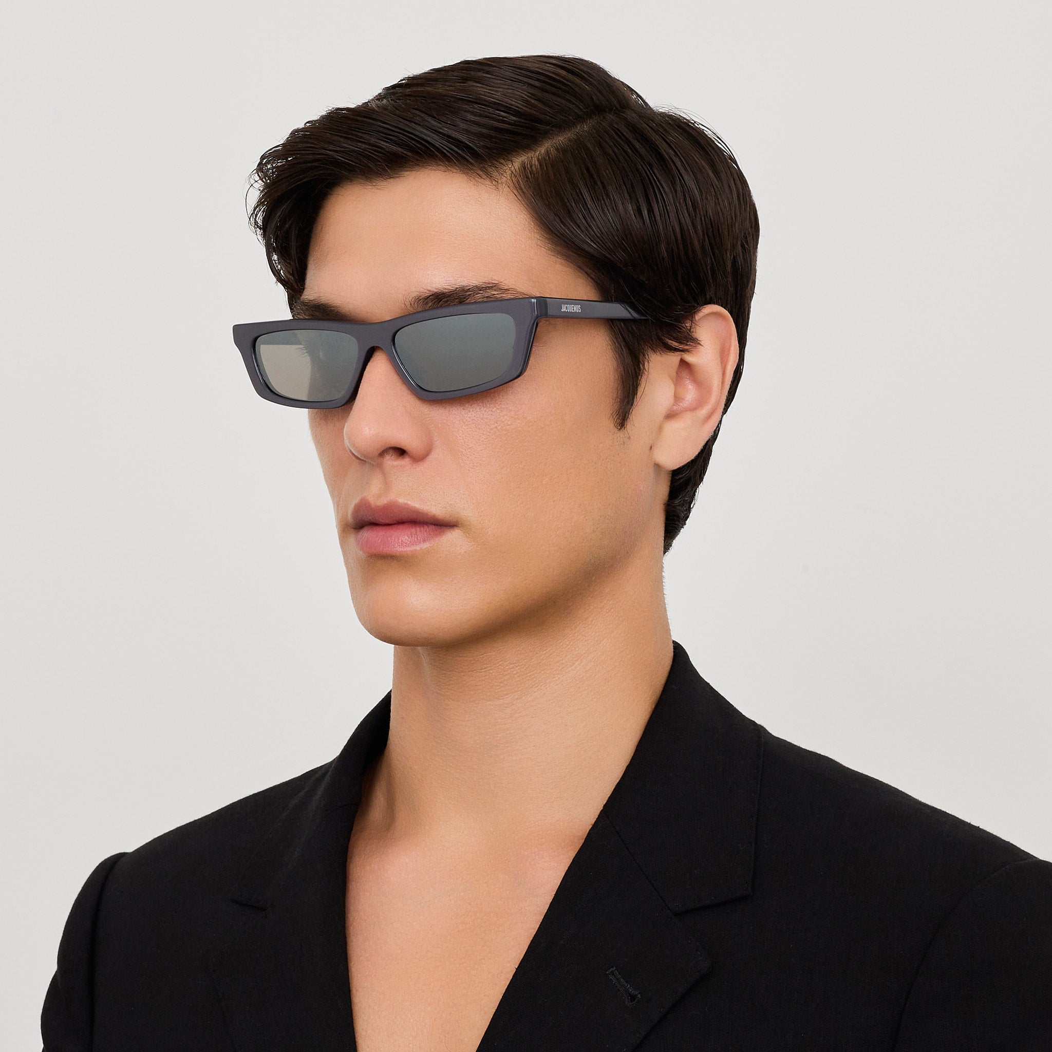 Trapezi Sunglasses in Metallic Gunmetal - LINDA FARROW - Sunglasses -