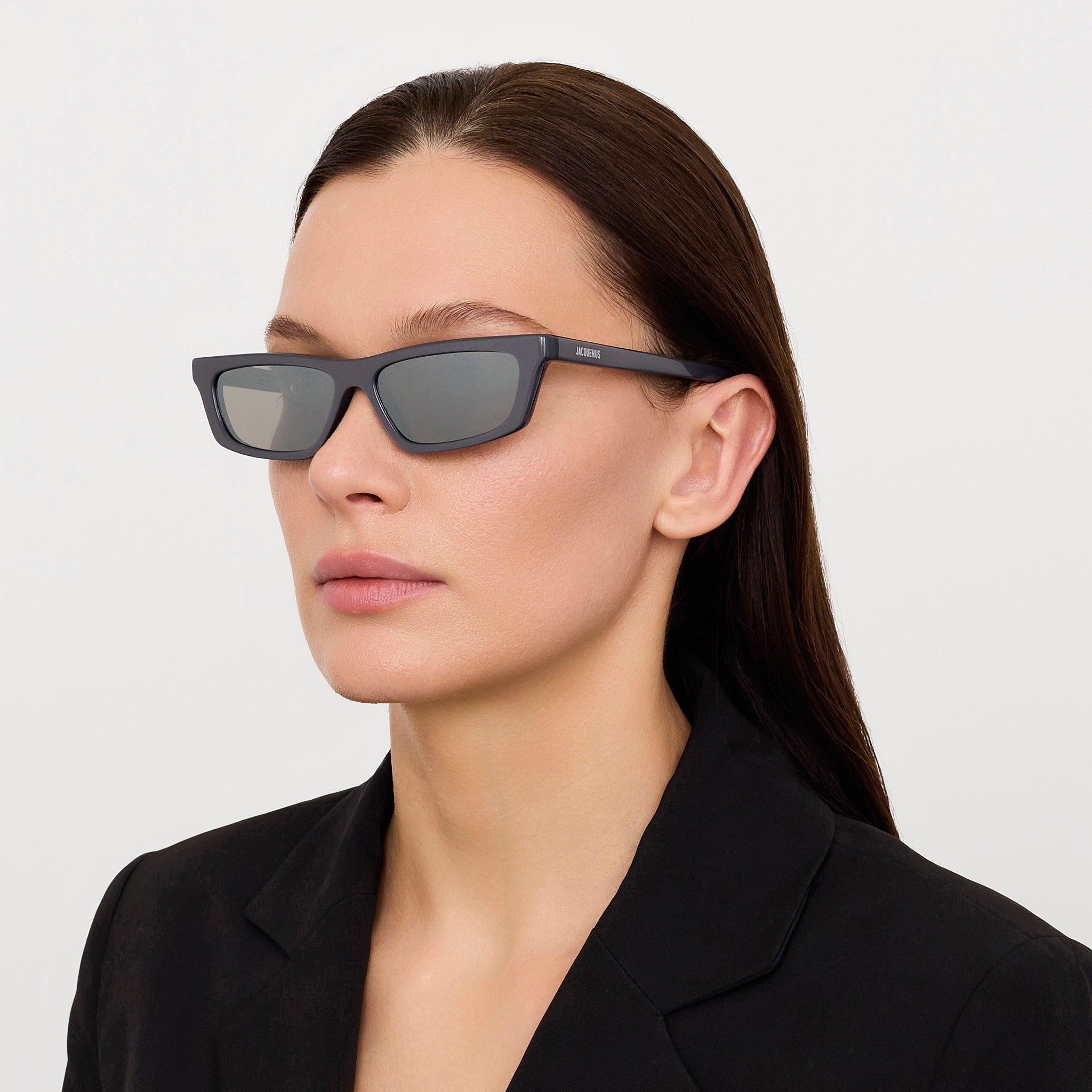 Trapezi Sunglasses in Metallic Gunmetal - LINDA FARROW - Sunglasses -
