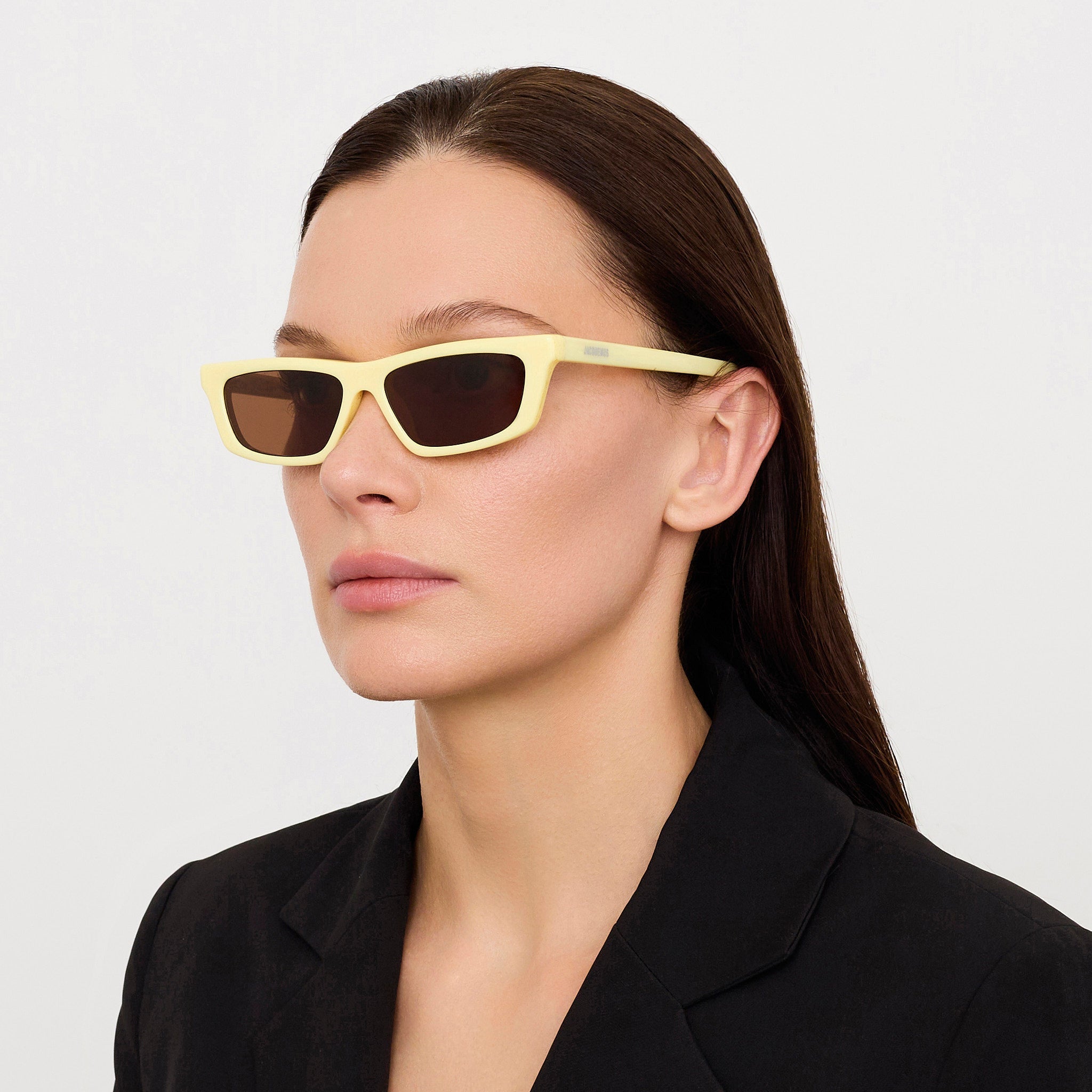 Trapezi Sunglasses in Yellow Stripe - LINDA FARROW - Sunglasses -