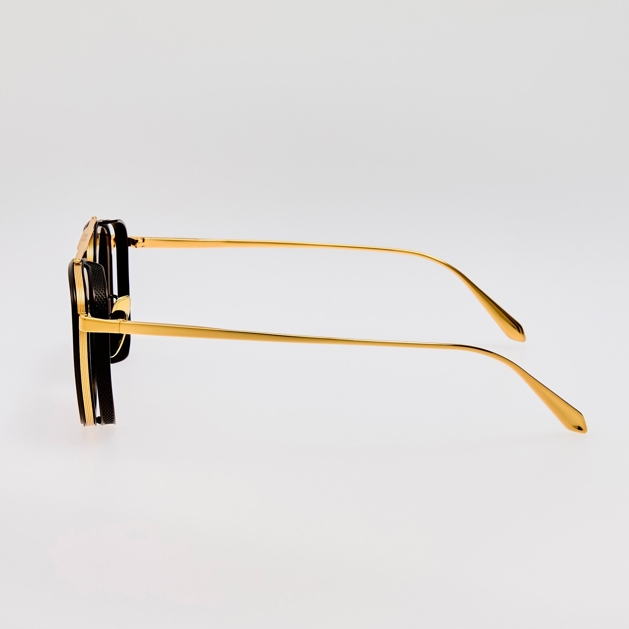 Varo Sunglasses in 22K Gold and Black - LINDA FARROW - Sunglasses -