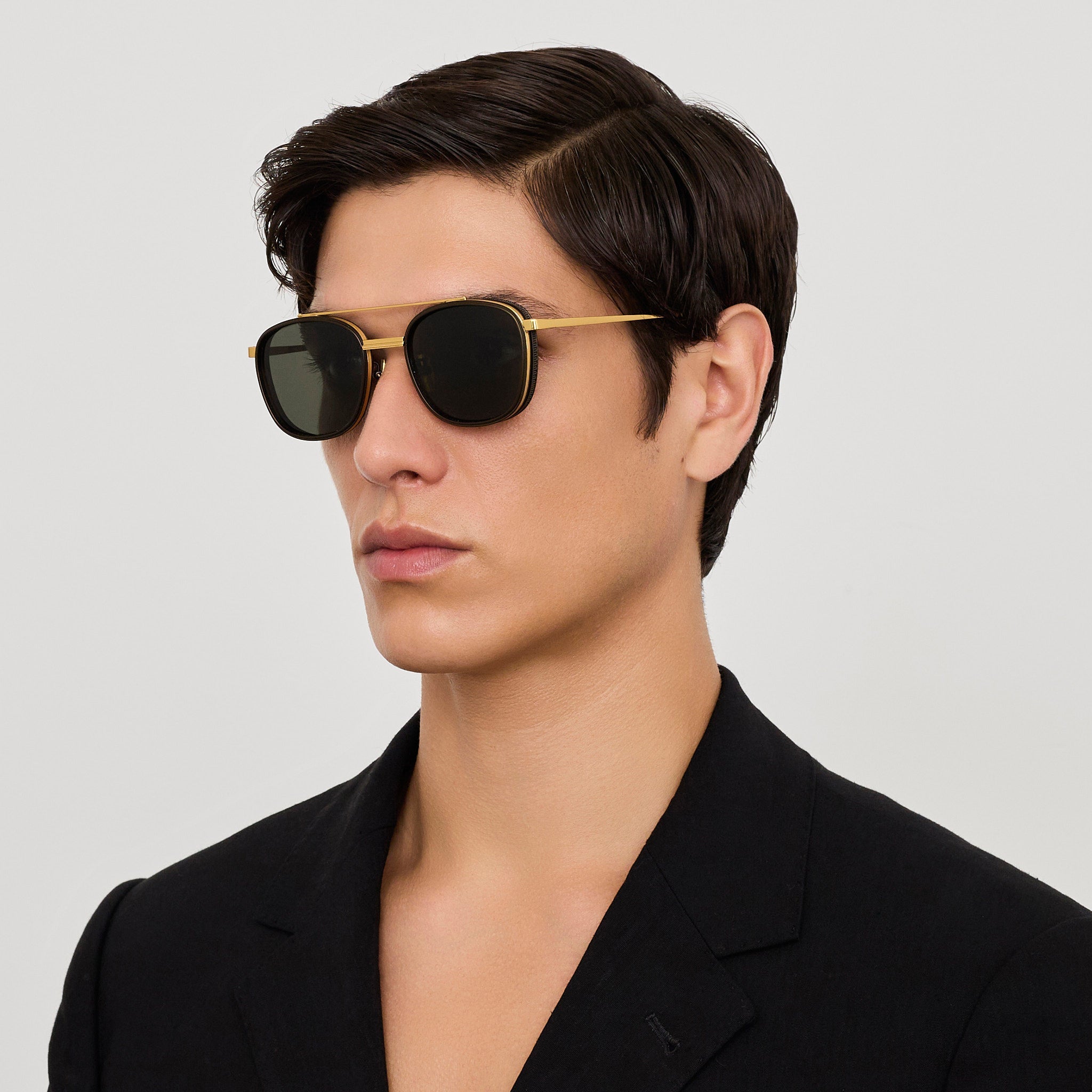 Varo Sunglasses in 22K Gold and Black - LINDA FARROW - Sunglasses -