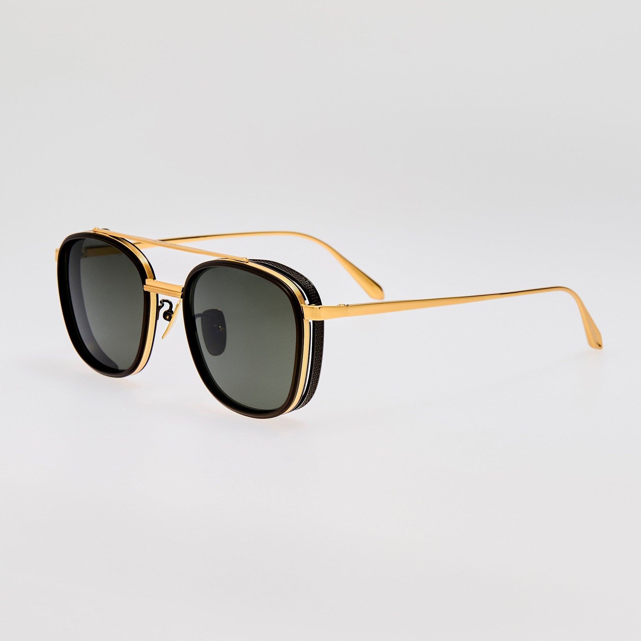Varo Sunglasses in 22K Gold and Black - LINDA FARROW - Sunglasses -