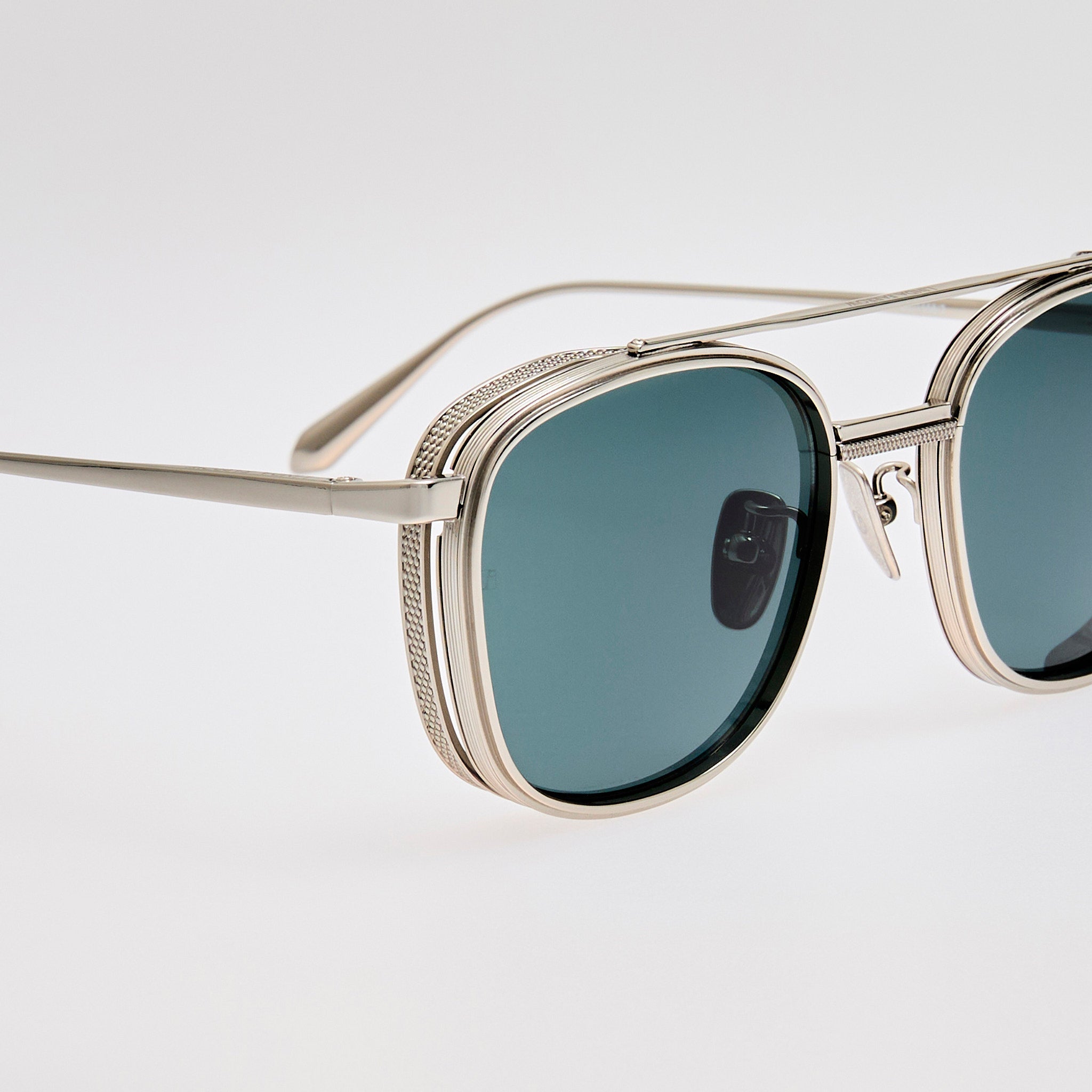 Varo Sunglasses in 22K White Gold and Green - LINDA FARROW - Sunglasses -