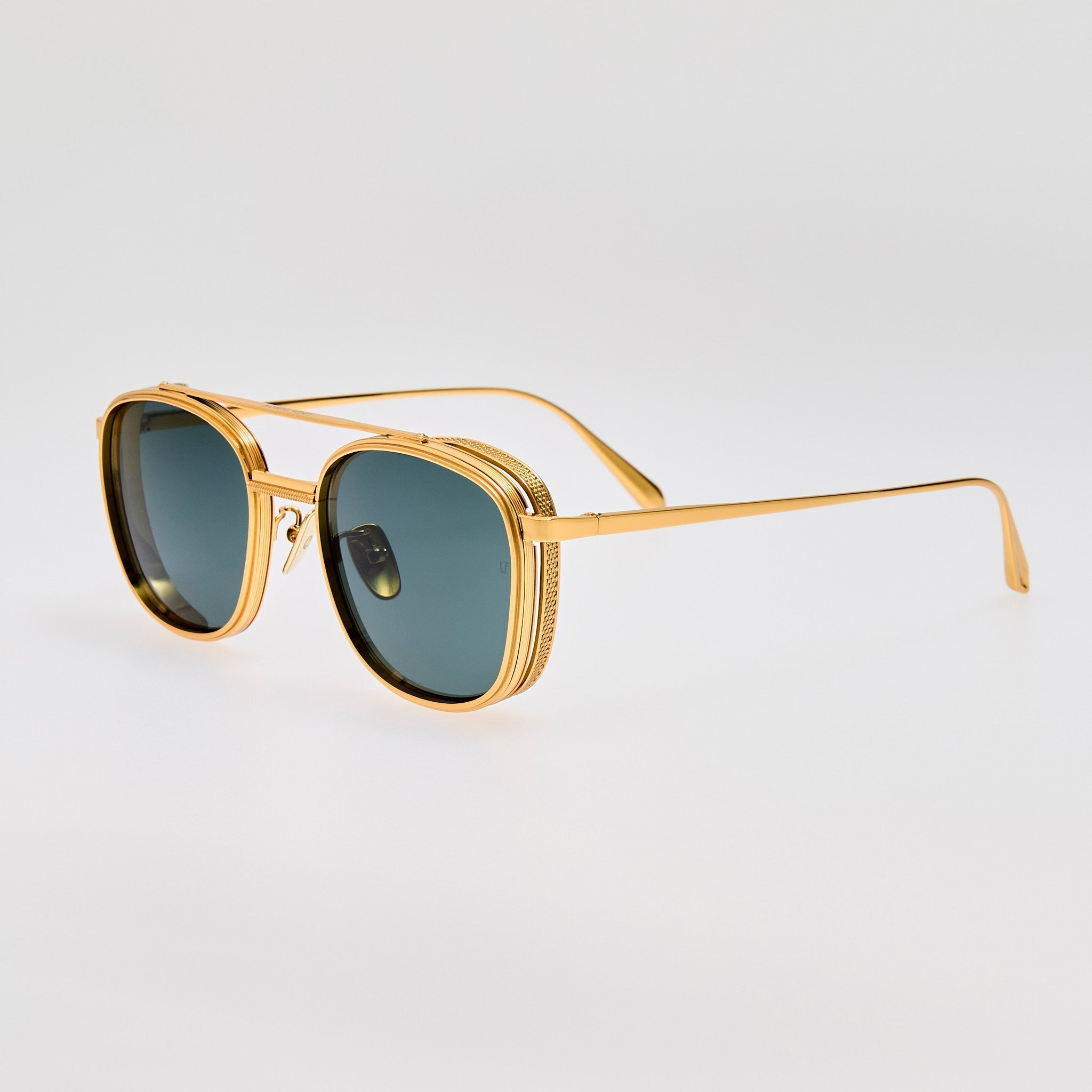 Varo Sunglasses in 22K White Gold and Green - LINDA FARROW - Sunglasses -